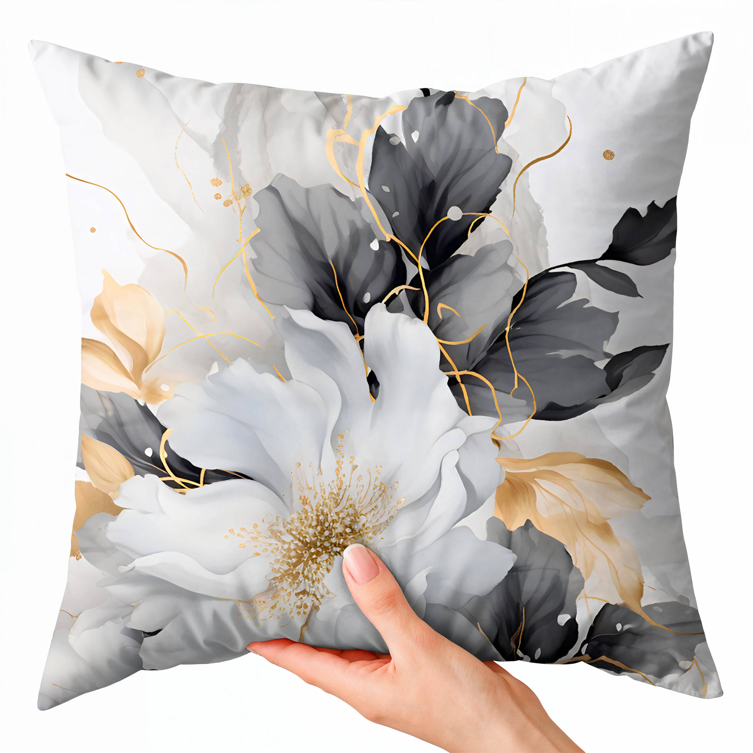 Poszewka dekoracyjna jasiek 40x40 Soft Romantic magnolia biały szary