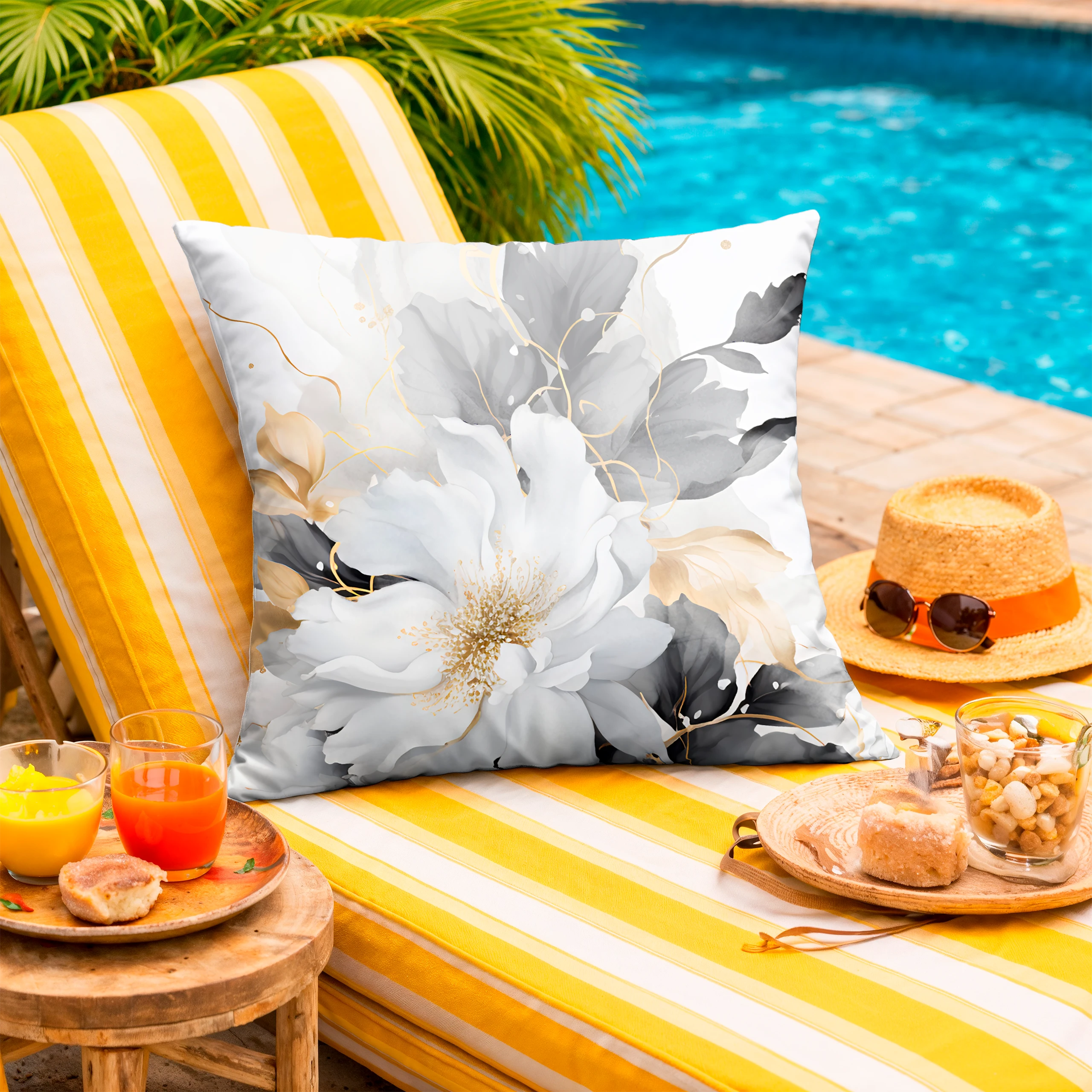 Poszewka dekoracyjna jasiek 40x40 Soft Romantic magnolia biały szary – miniatura