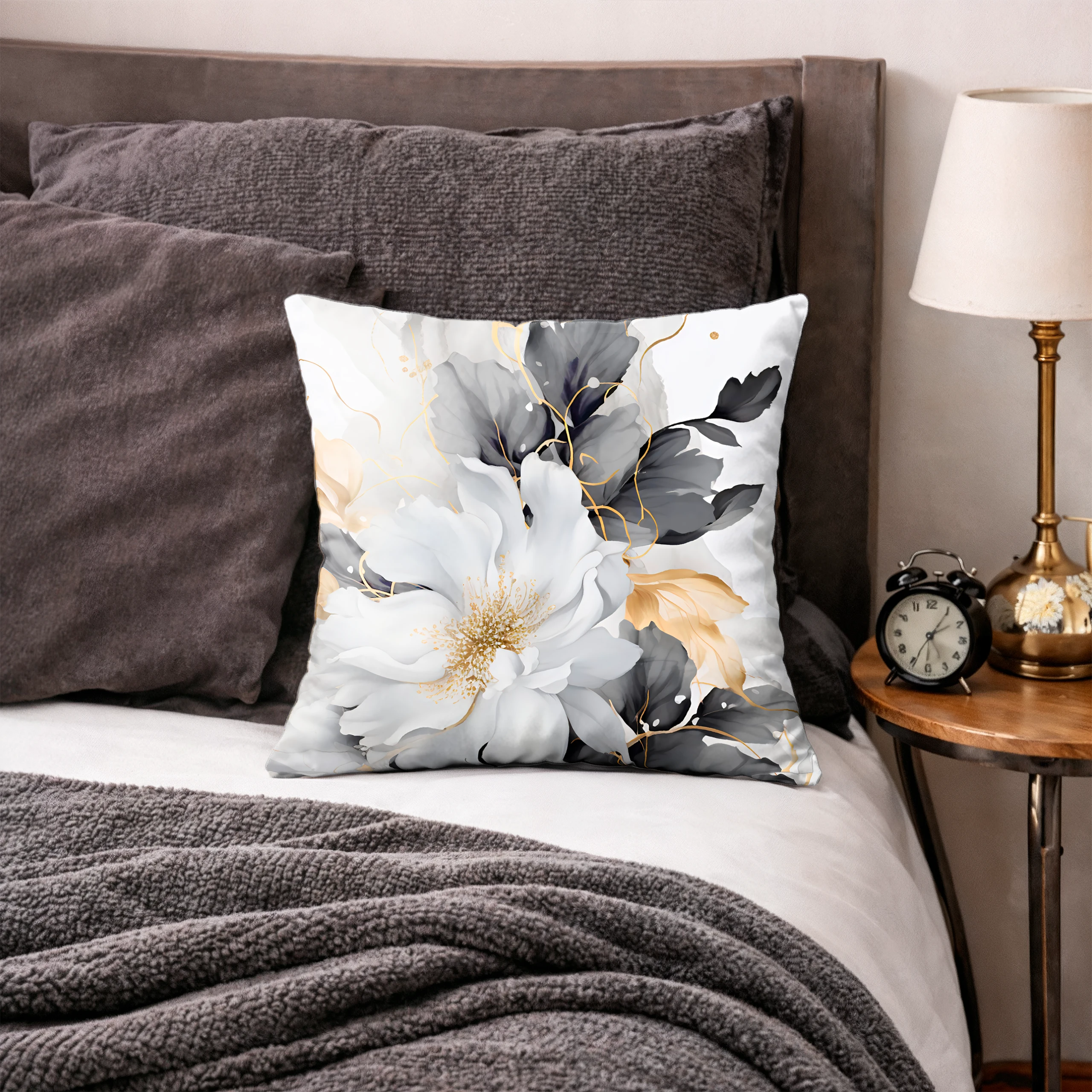 Poszewka dekoracyjna jasiek 40x40 Soft Romantic magnolia biały szary – miniatura