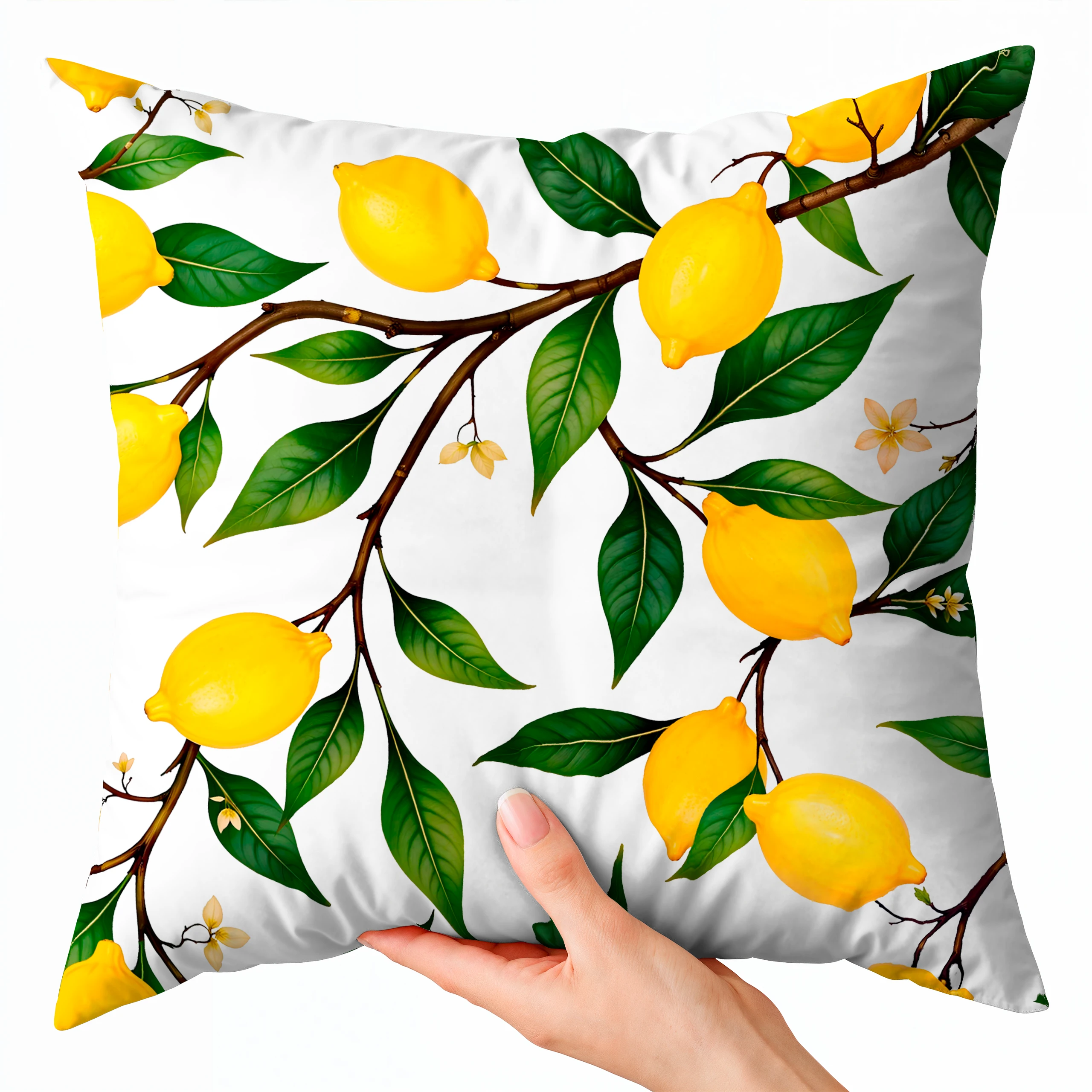 Poszewka dekoracyjna jasiek 40x40 Boho cytrynowy biały zielony