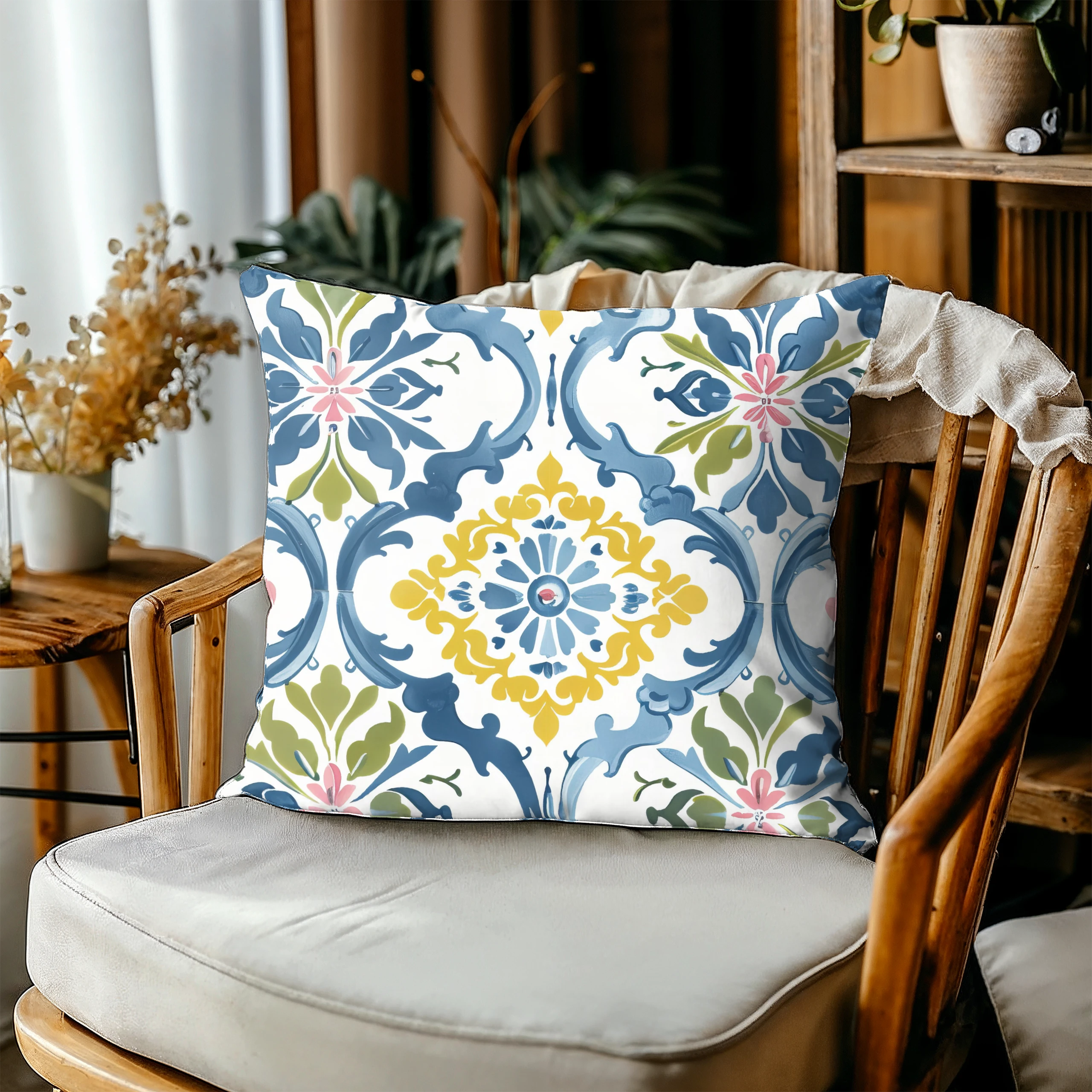 Poszewka dekoracyjna jasiek 50x50 Boho kwiaty – miniatura