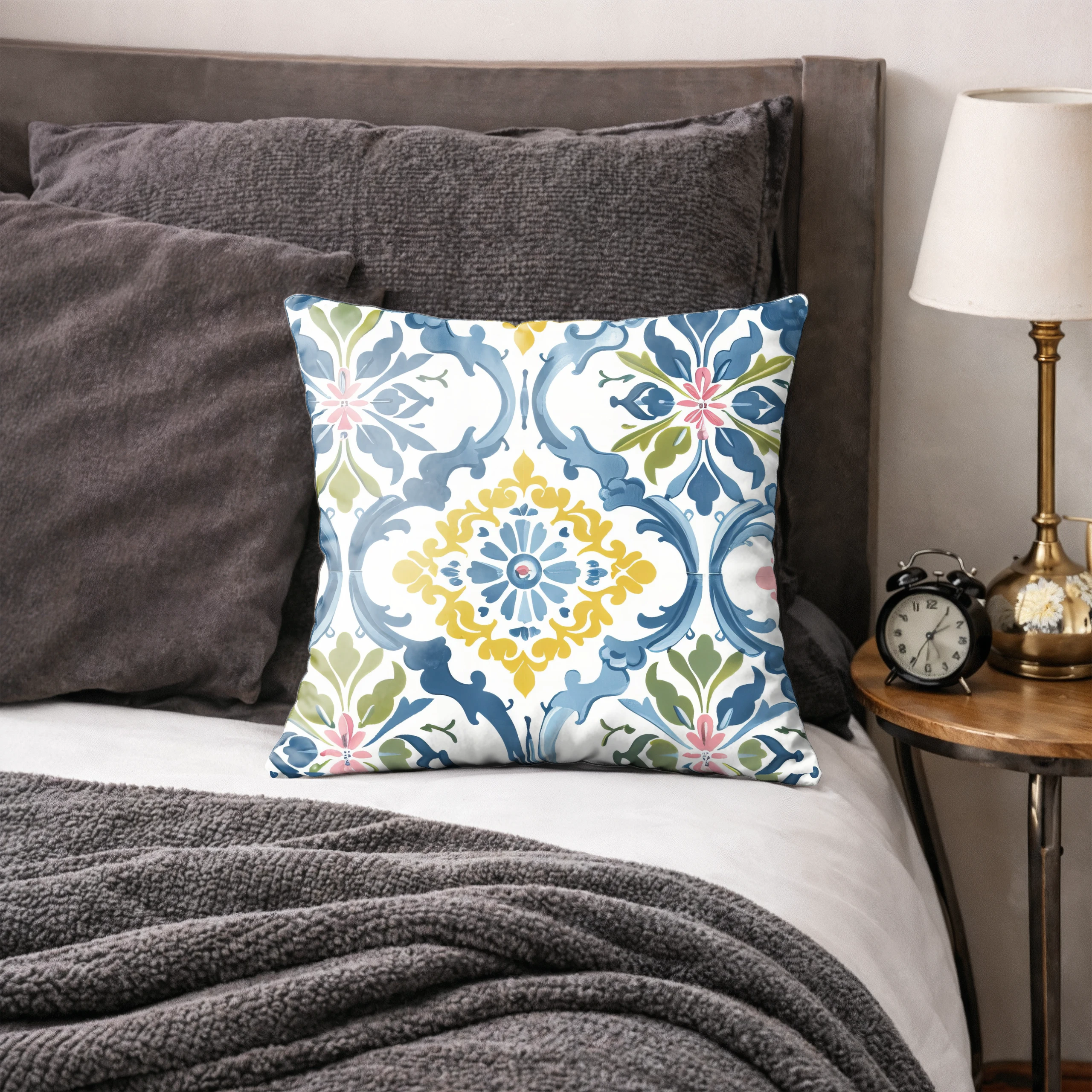 Poszewka dekoracyjna jasiek 50x50 Boho kwiaty – miniatura