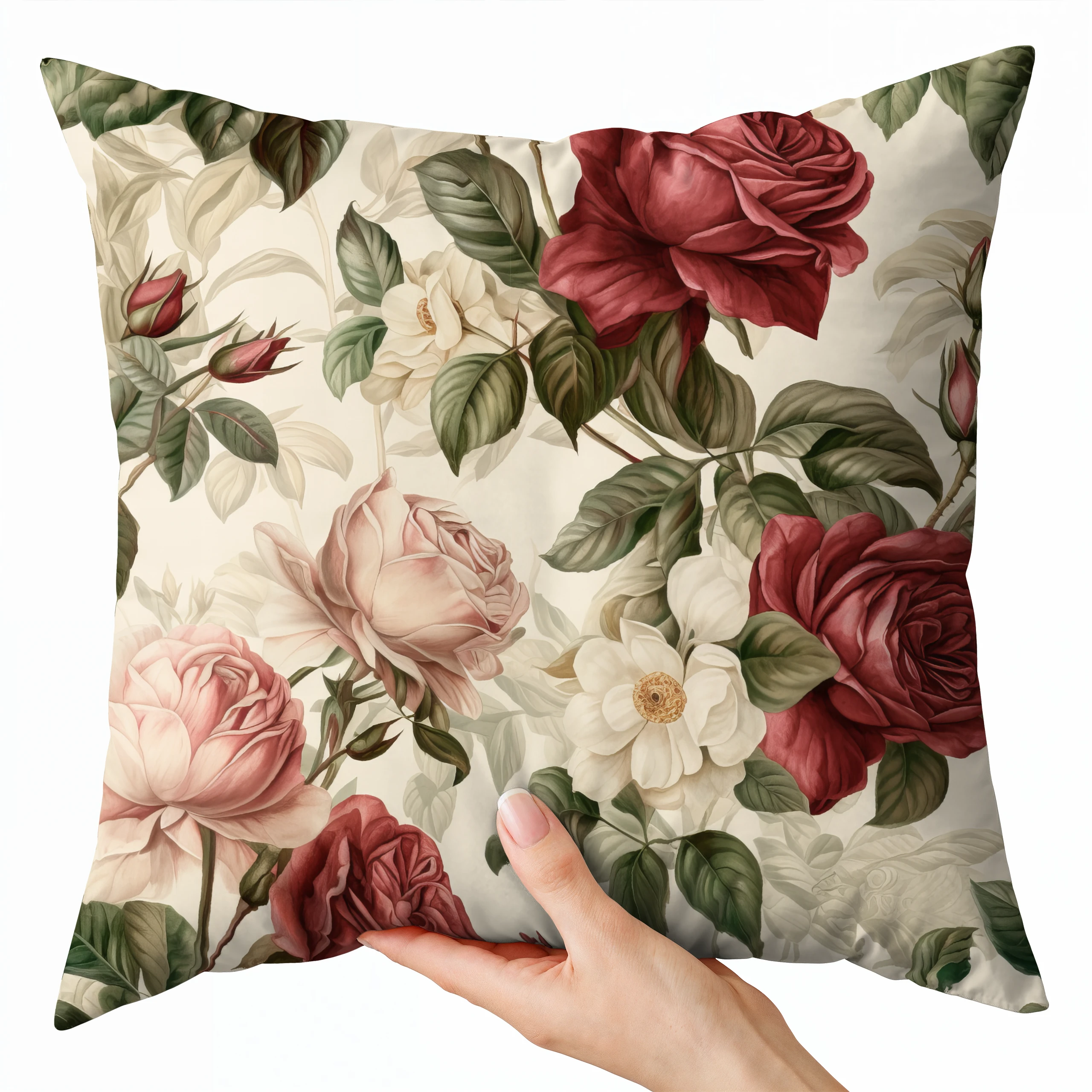 Poszewka na poduszkę 50x50 dekoracyjna jasiek ozdobna wzór poszewki kwiaty