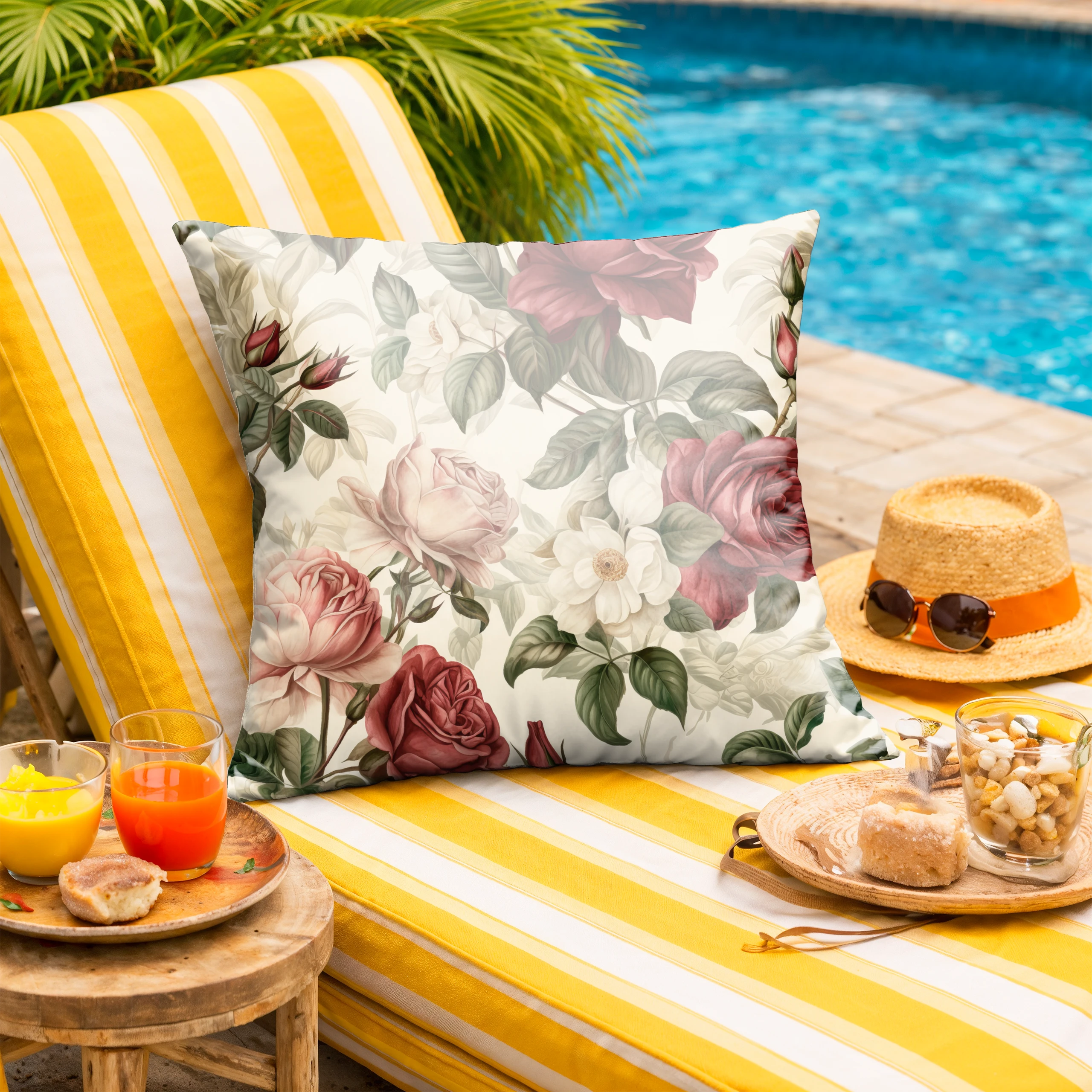 Poszewka na poduszkę 50x50 dekoracyjna jasiek ozdobna wzór poszewki kwiaty – miniatura