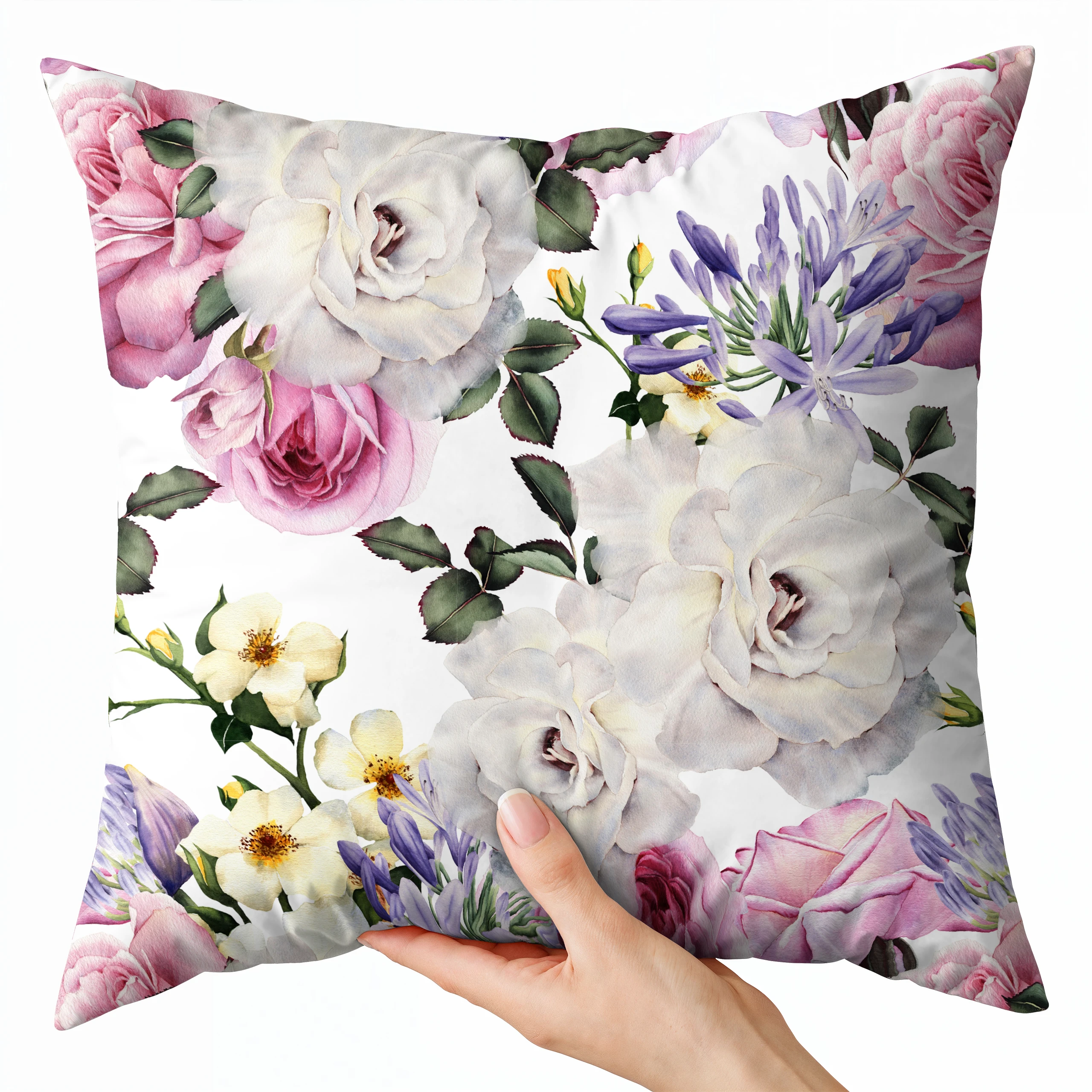 Poszewka na poduszkę 50x50 dekoracyjna jasiek ozdobna wzór poszewki kwiaty