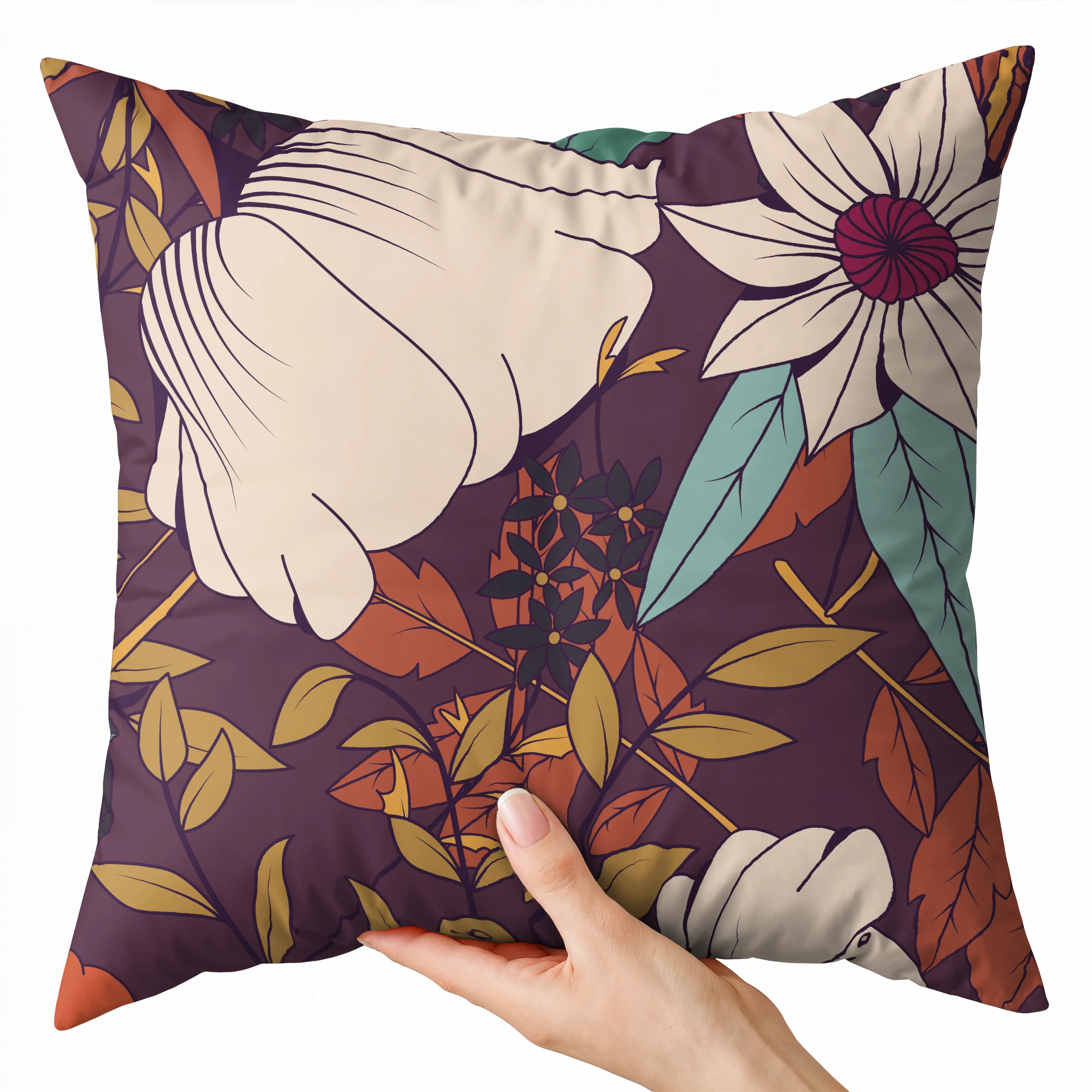 Poszewka na poduszkę 50x50 dekoracyjna jasiek ozdobna wzór poszewki kwiaty