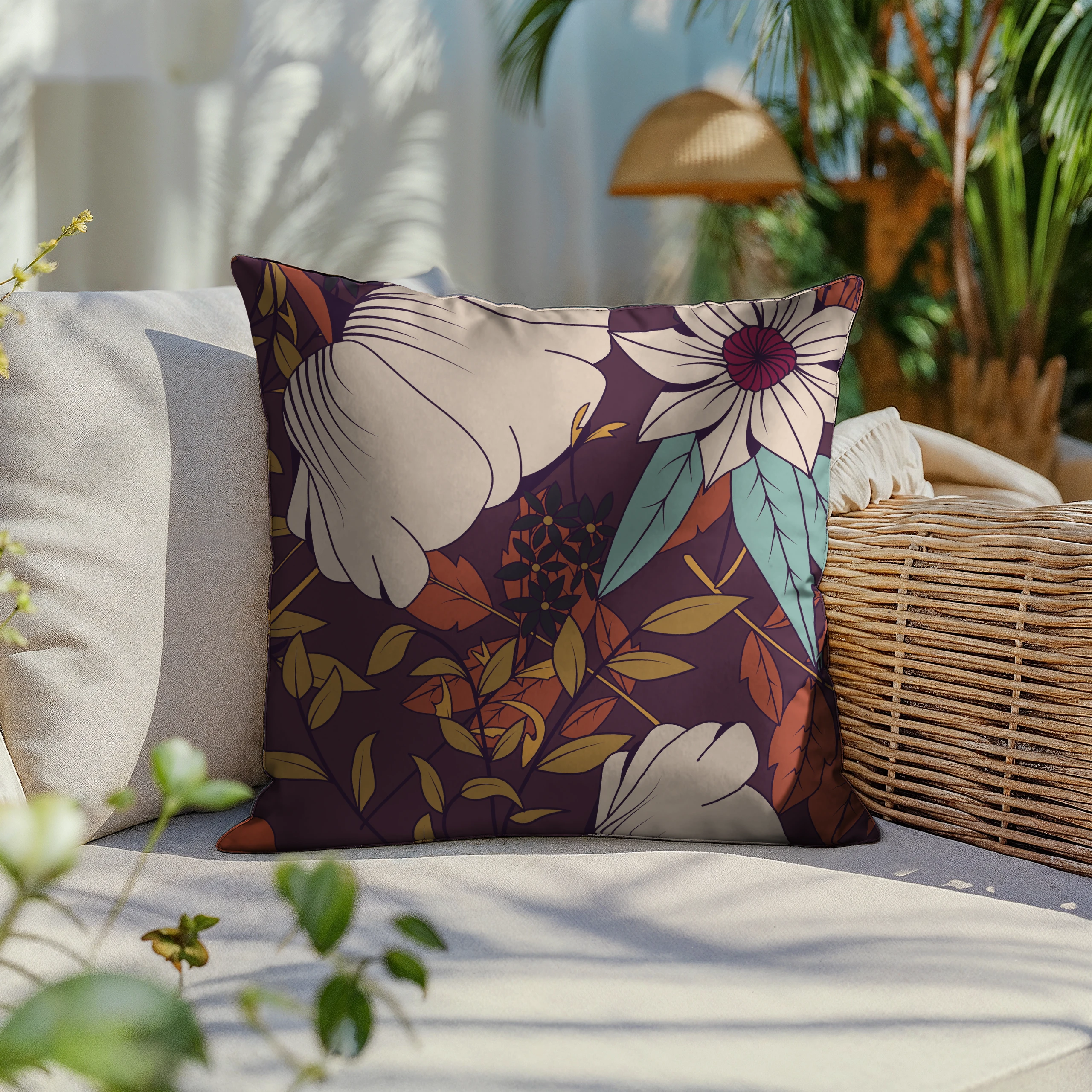 Poszewka na poduszkę 50x50 dekoracyjna jasiek ozdobna wzór poszewki kwiaty – miniatura