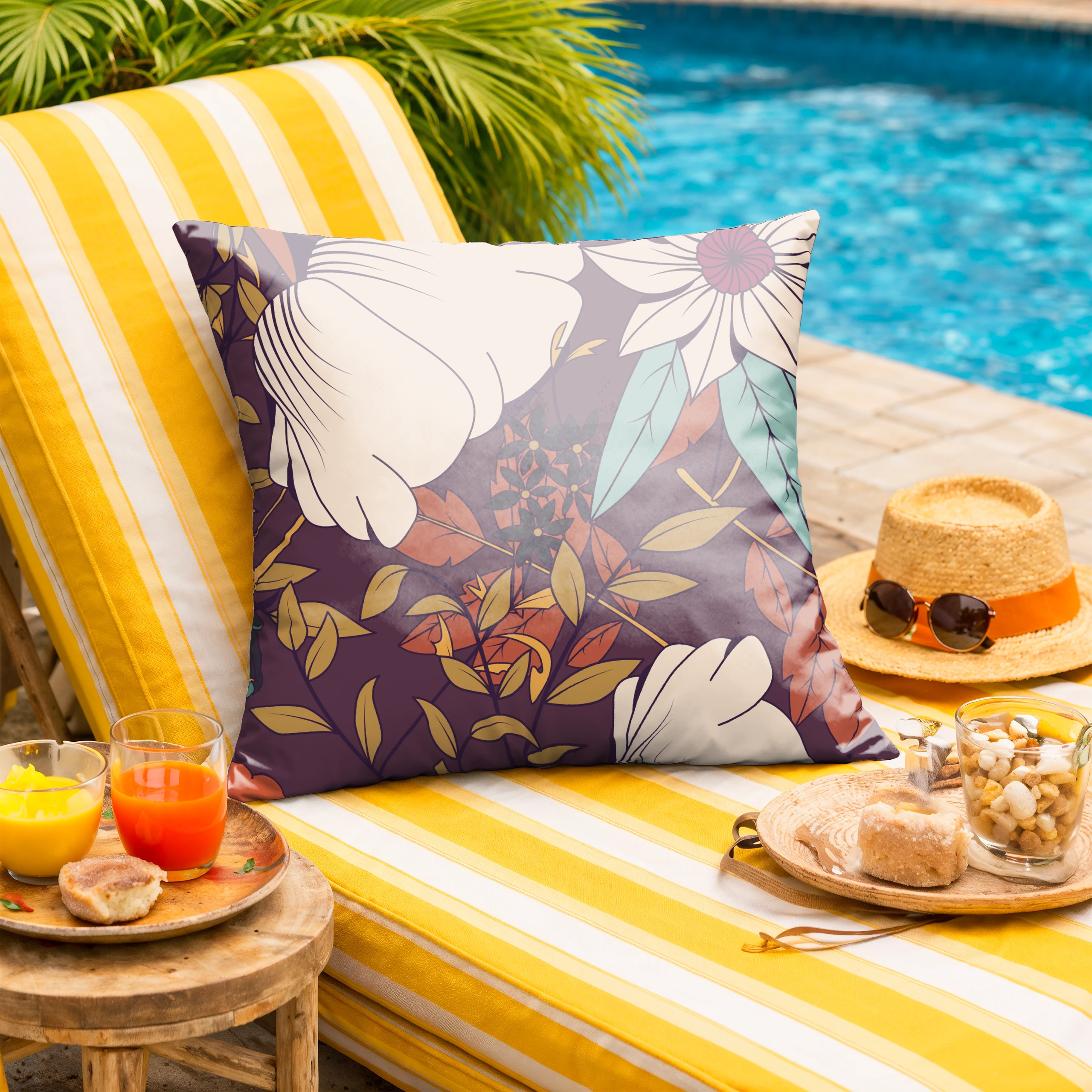 Poszewka na poduszkę 50x50 dekoracyjna jasiek ozdobna wzór poszewki kwiaty – miniatura