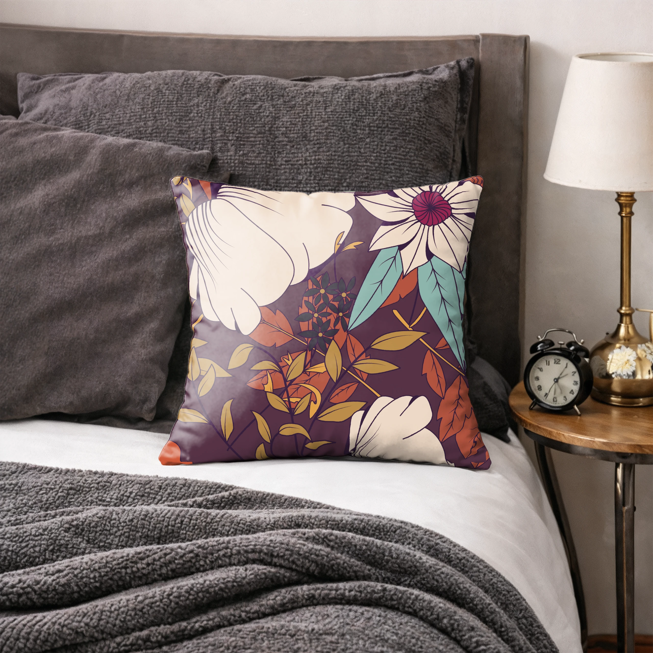 Poszewka na poduszkę 50x50 dekoracyjna jasiek ozdobna wzór poszewki kwiaty – miniatura