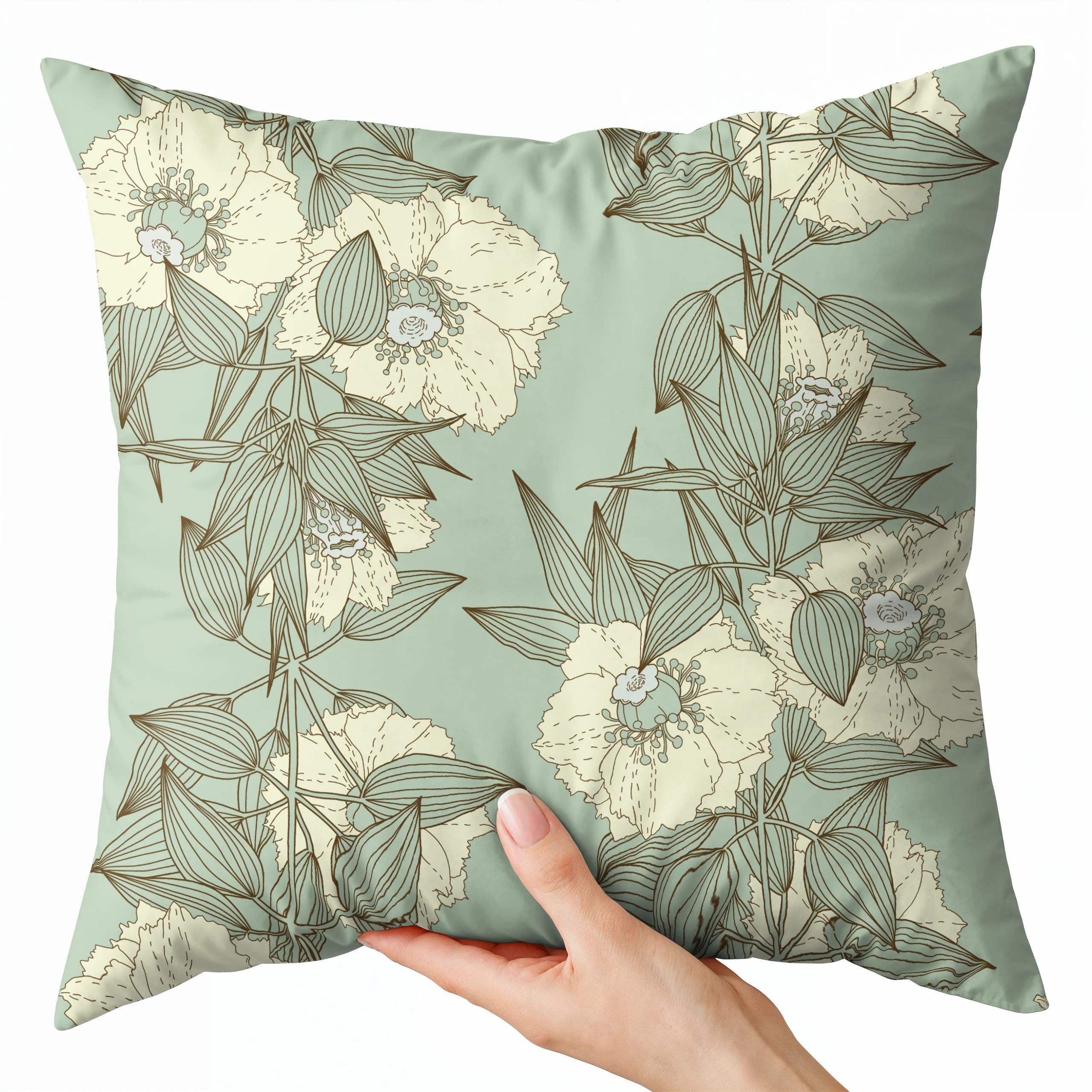 Poszewka na poduszkę 50x50 dekoracyjna jasiek ozdobna wzór poszewki kwiaty