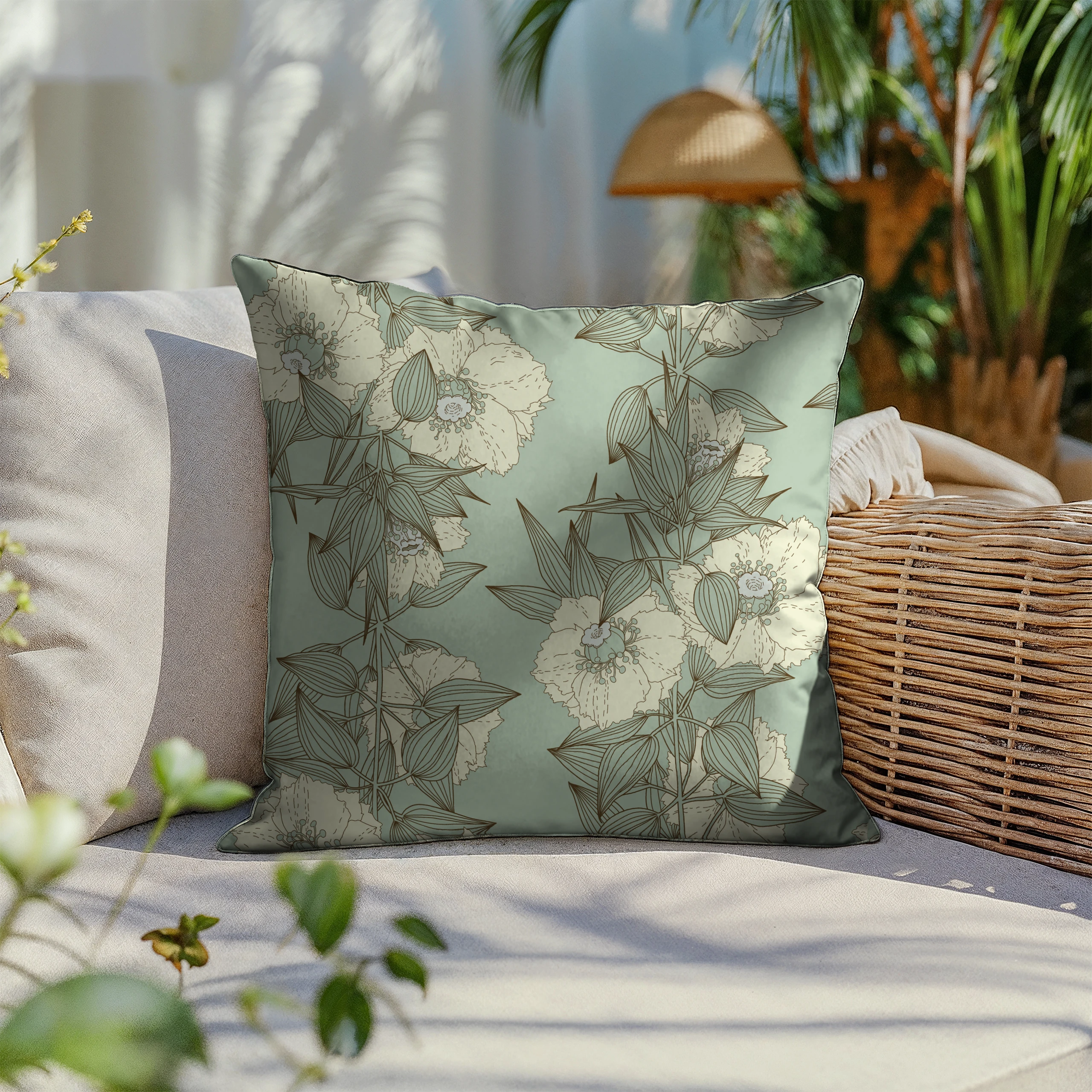 Poszewka na poduszkę 50x50 dekoracyjna jasiek ozdobna wzór poszewki kwiaty – miniatura