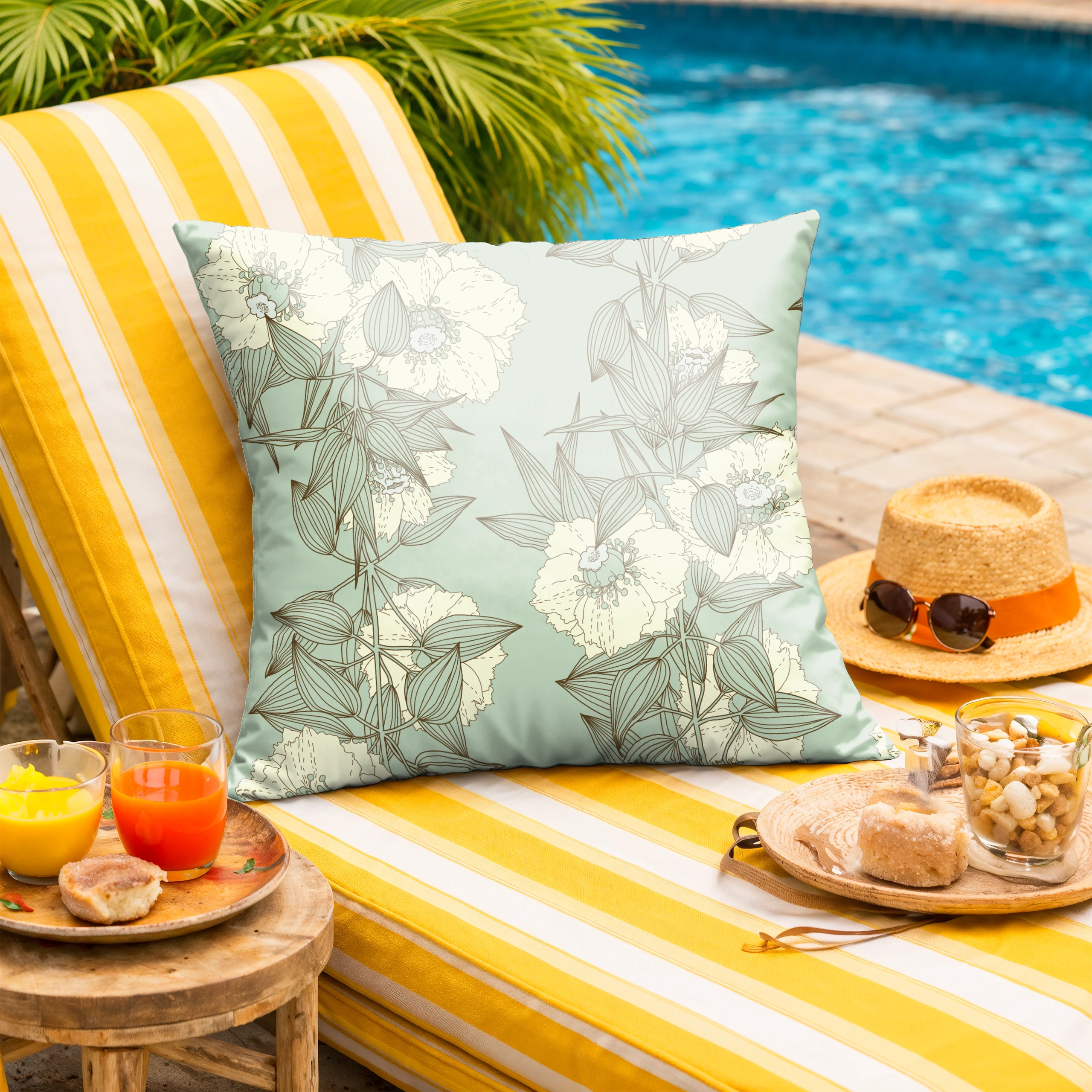 Poszewka na poduszkę 50x50 dekoracyjna jasiek ozdobna wzór poszewki kwiaty – miniatura