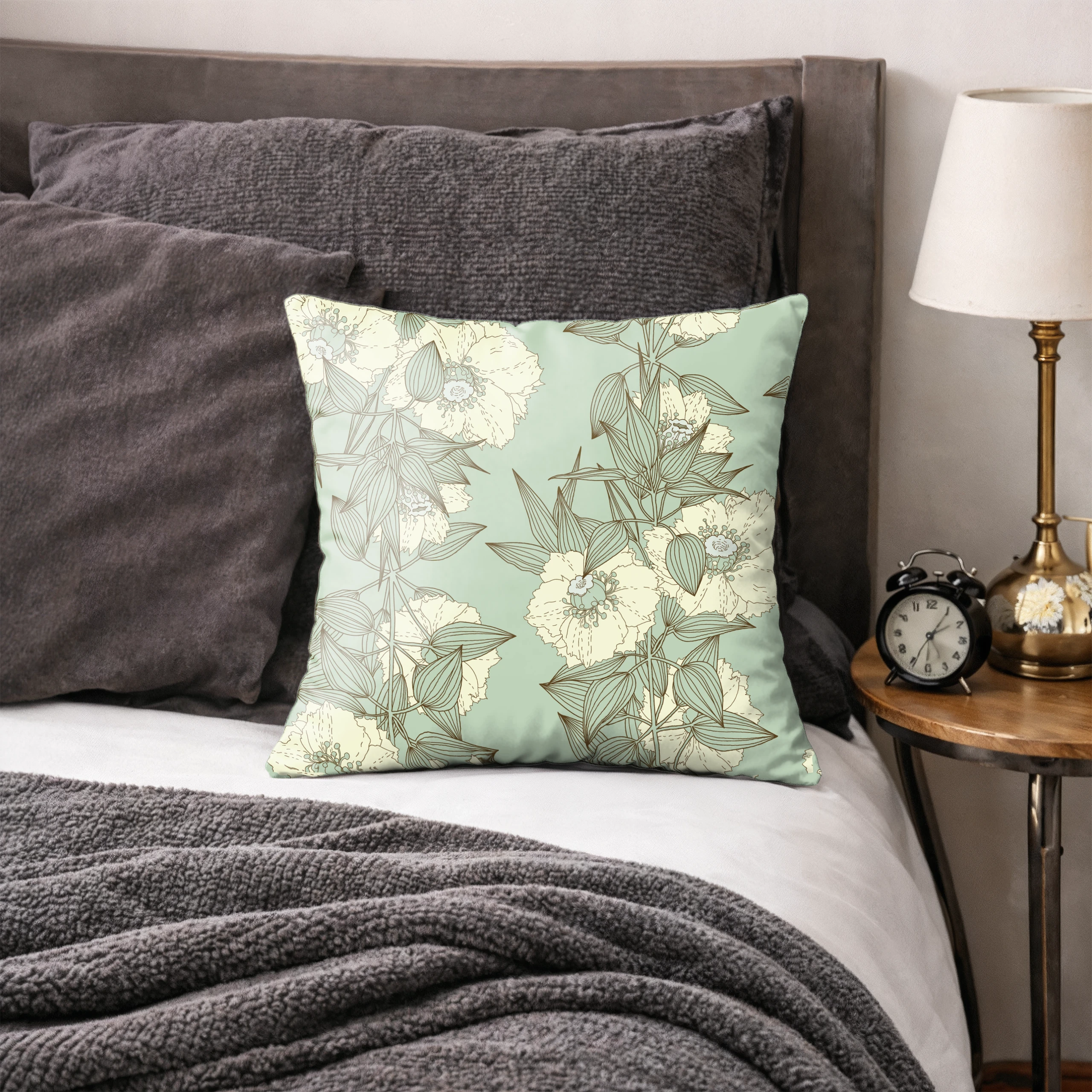 Poszewka na poduszkę 50x50 dekoracyjna jasiek ozdobna wzór poszewki kwiaty – miniatura