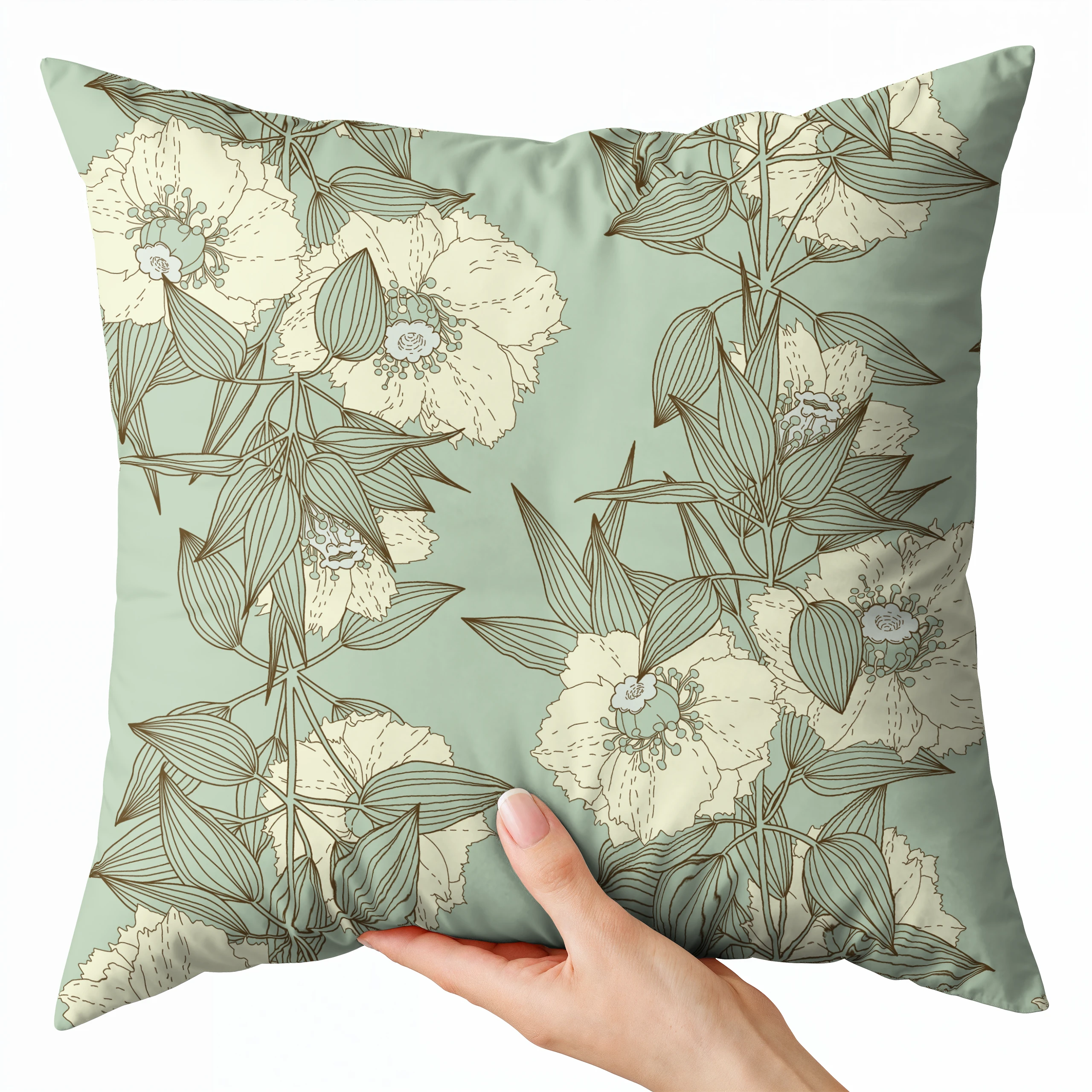 Poszewka na poduszkę 50x50 dekoracyjna jasiek ozdobna wzór poszewki kwiaty – miniatura