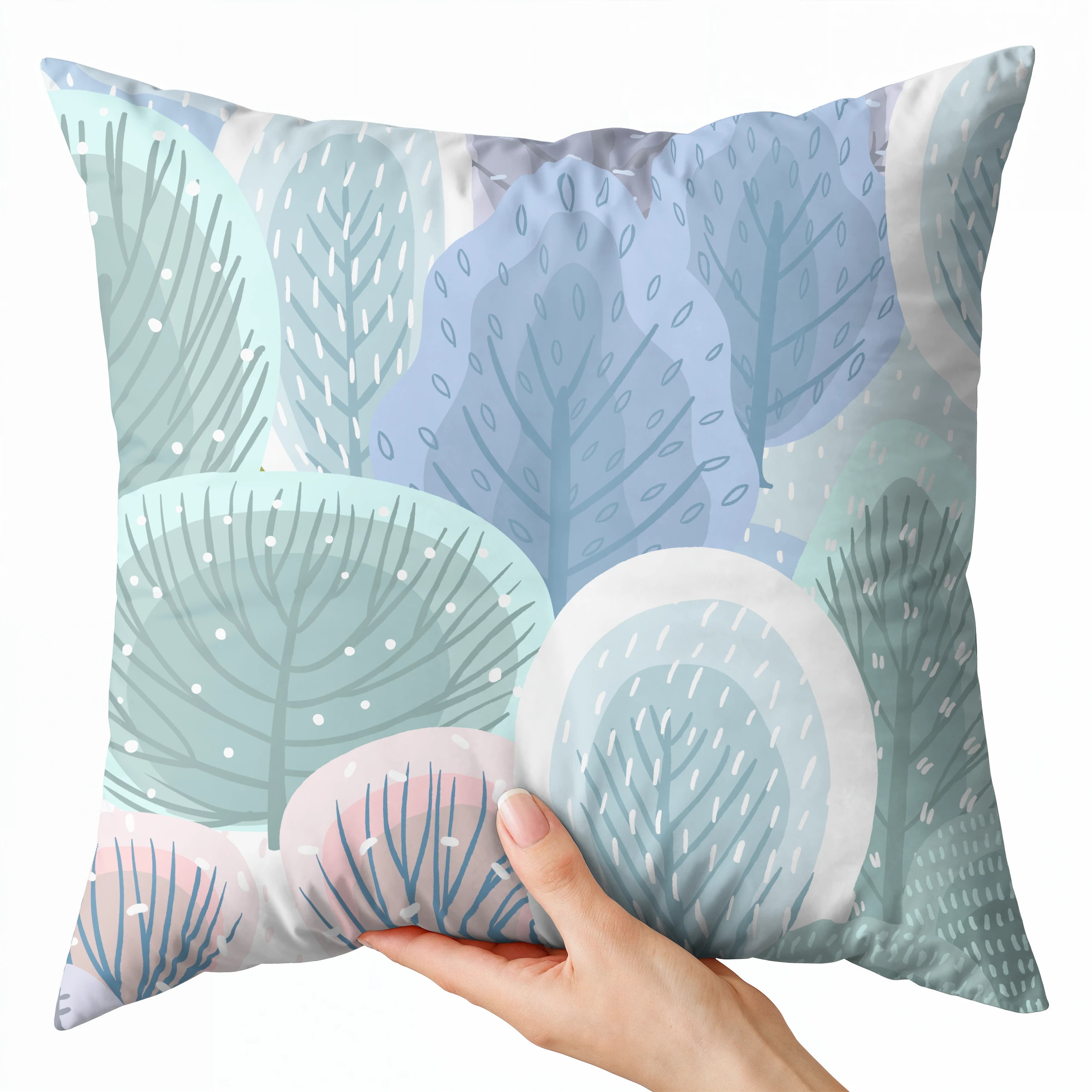 Poszewka na poduszkę 50x50 dekoracyjna jasiek ozdobna wzór poszewki liście