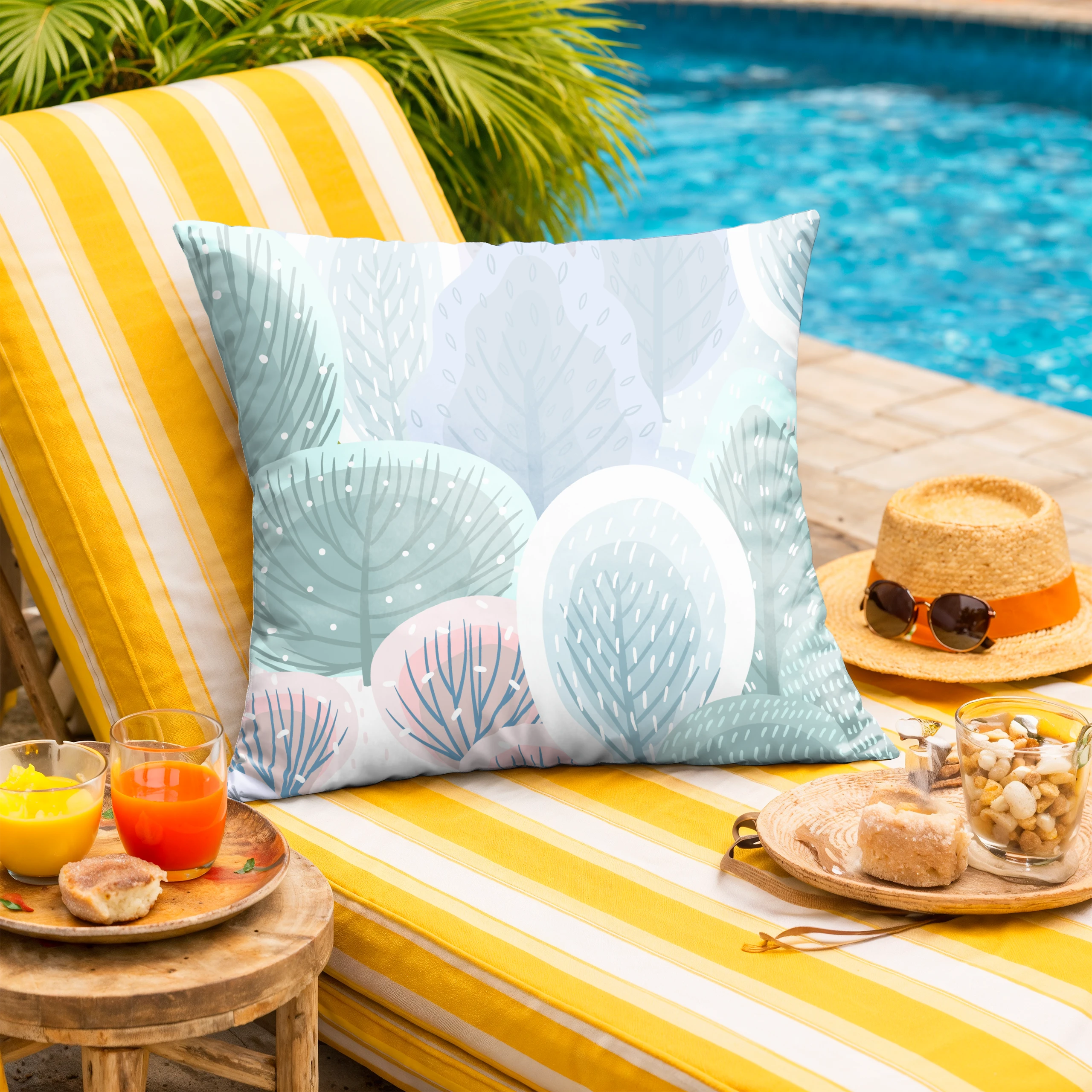 Poszewka na poduszkę 50x50 dekoracyjna jasiek ozdobna wzór poszewki liście – miniatura