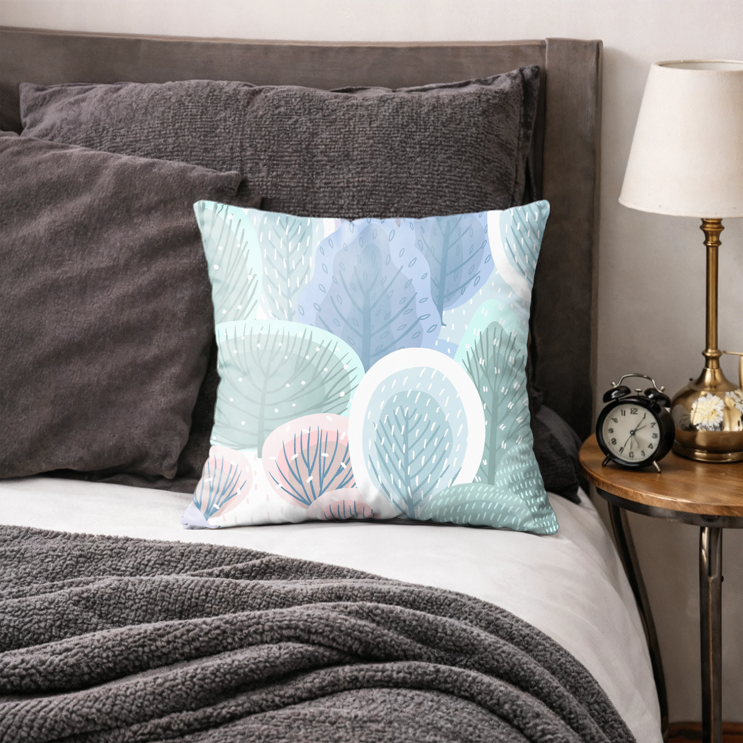 Poszewka na poduszkę 50x50 dekoracyjna jasiek ozdobna wzór poszewki liście – miniatura