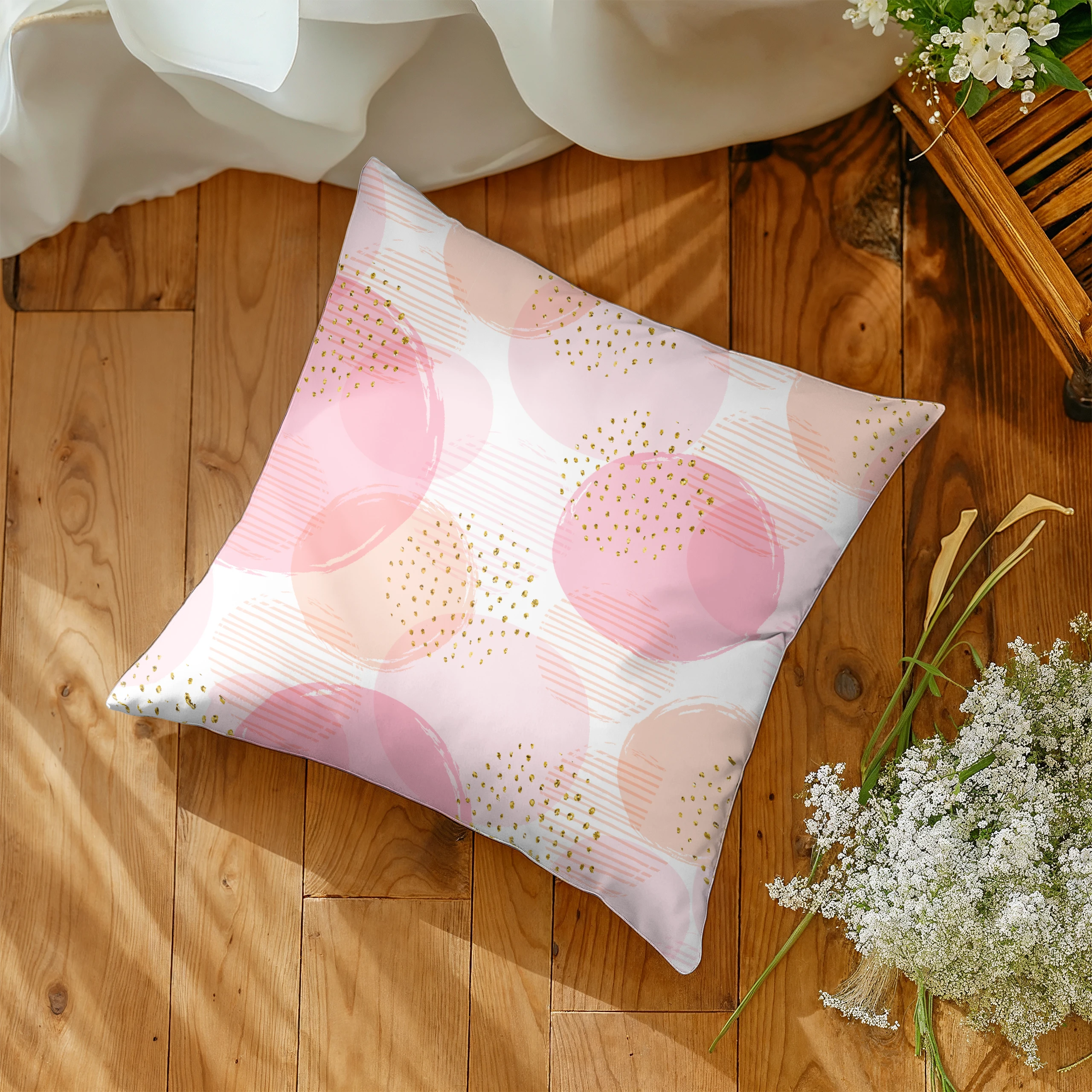 Poszewka na poduszkę 50x50 dekoracyjna jasiek ozdobna wzór poszewki kwiaty – miniatura