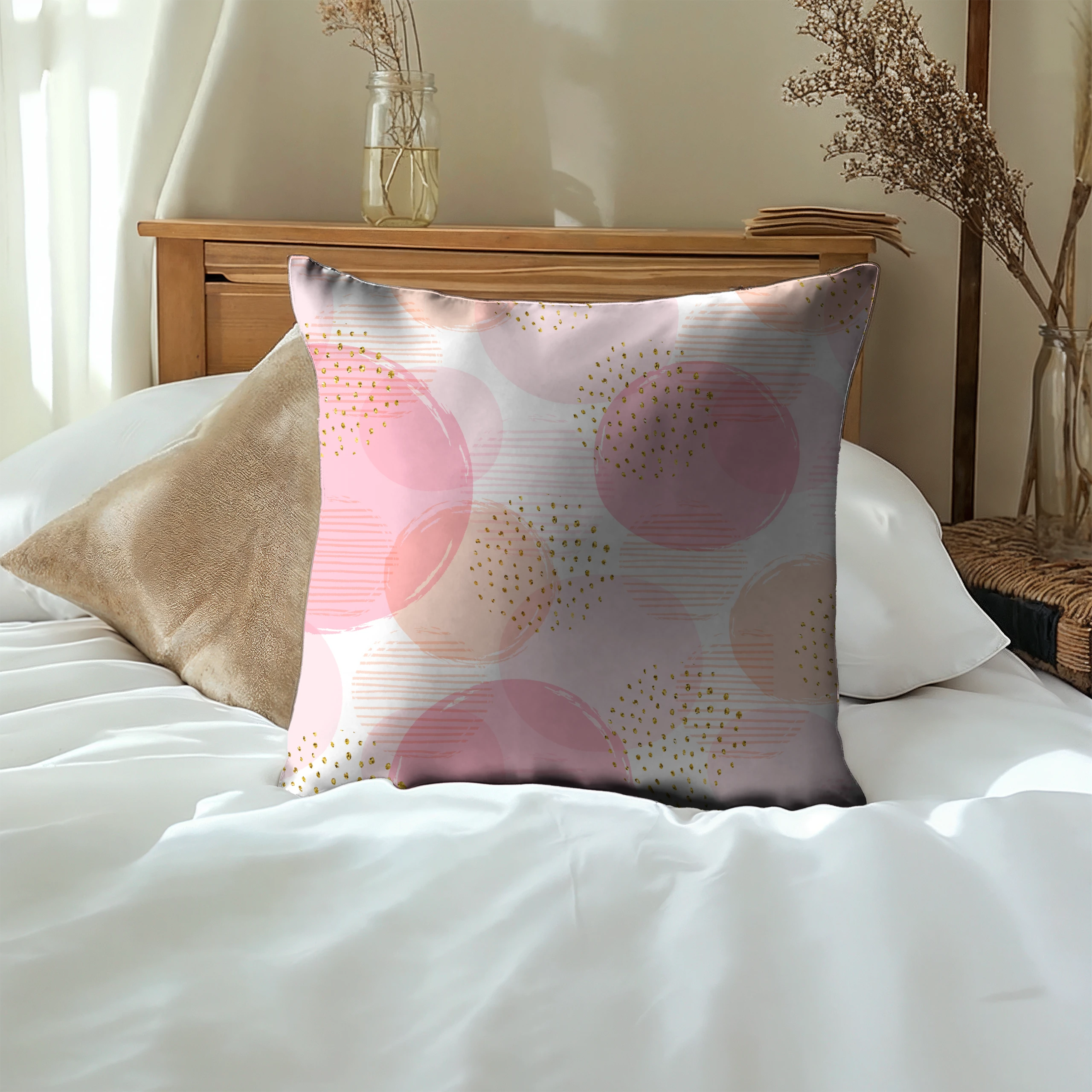 Poszewka na poduszkę 50x50 dekoracyjna jasiek ozdobna wzór poszewki kwiaty – miniatura