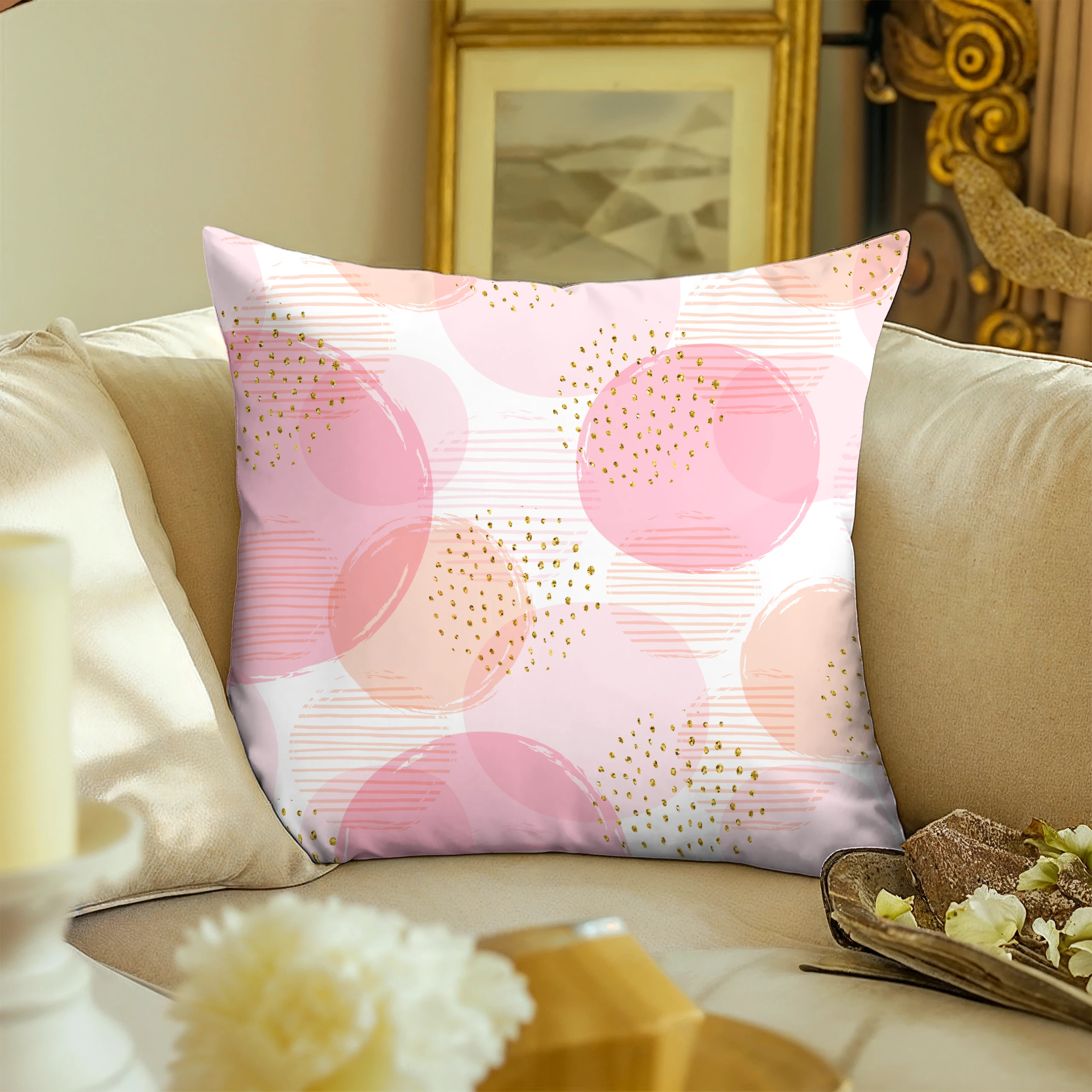 Poszewka na poduszkę 50x50 dekoracyjna jasiek ozdobna wzór poszewki kwiaty – miniatura