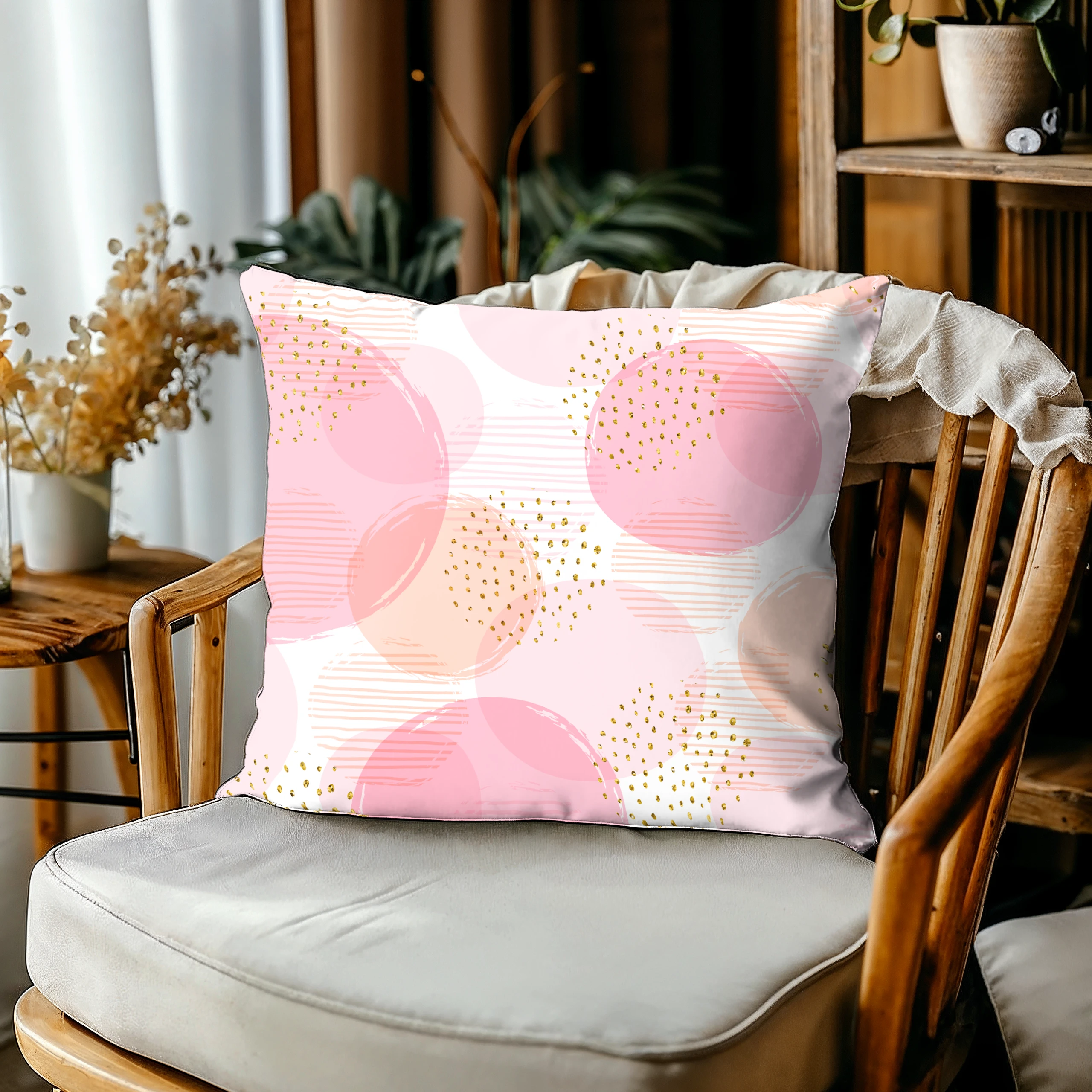 Poszewka na poduszkę 50x50 dekoracyjna jasiek ozdobna wzór poszewki kwiaty – miniatura