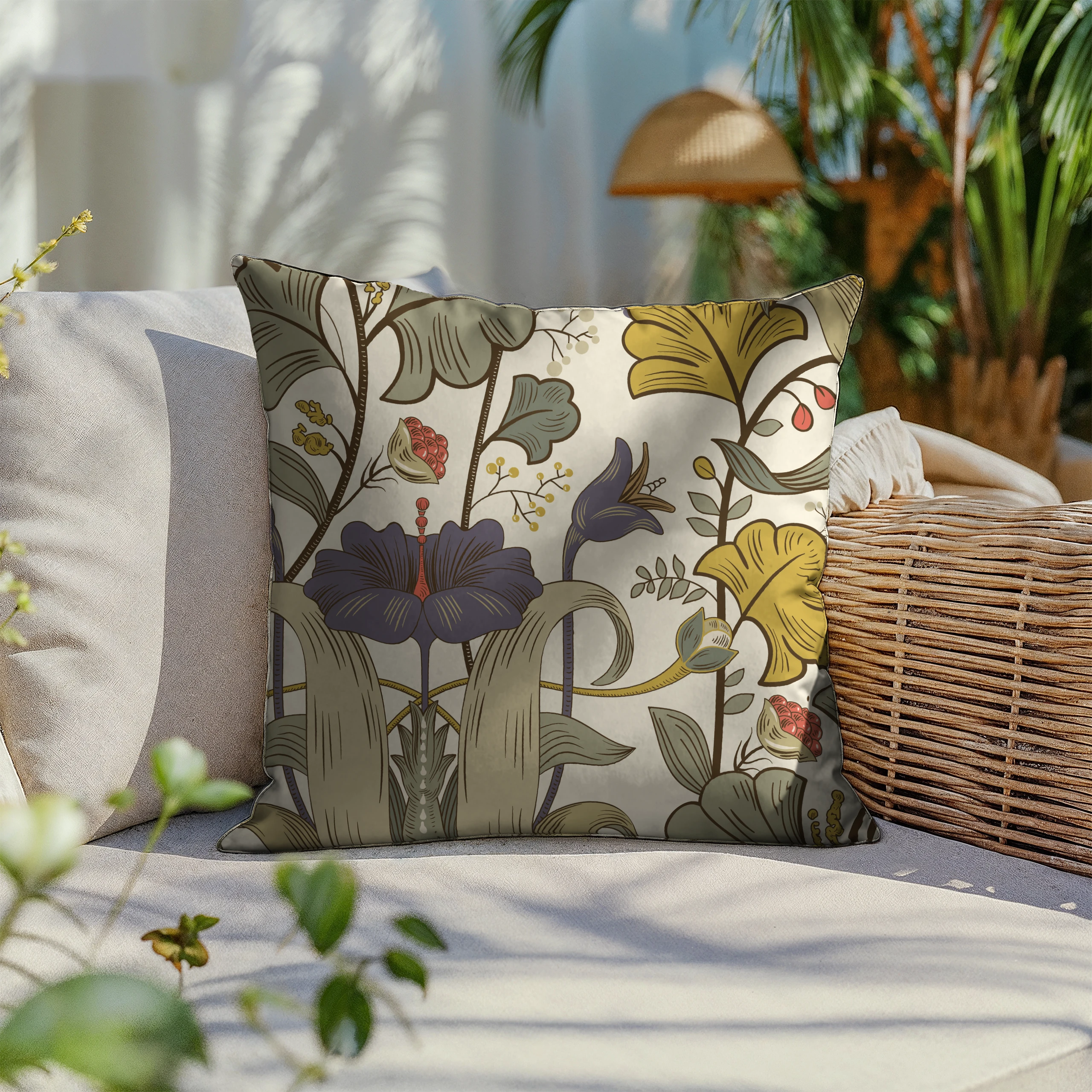 Poszewka na poduszkę 50x50 dekoracyjna jasiek ozdobna wzór poszewki kwiaty – miniatura