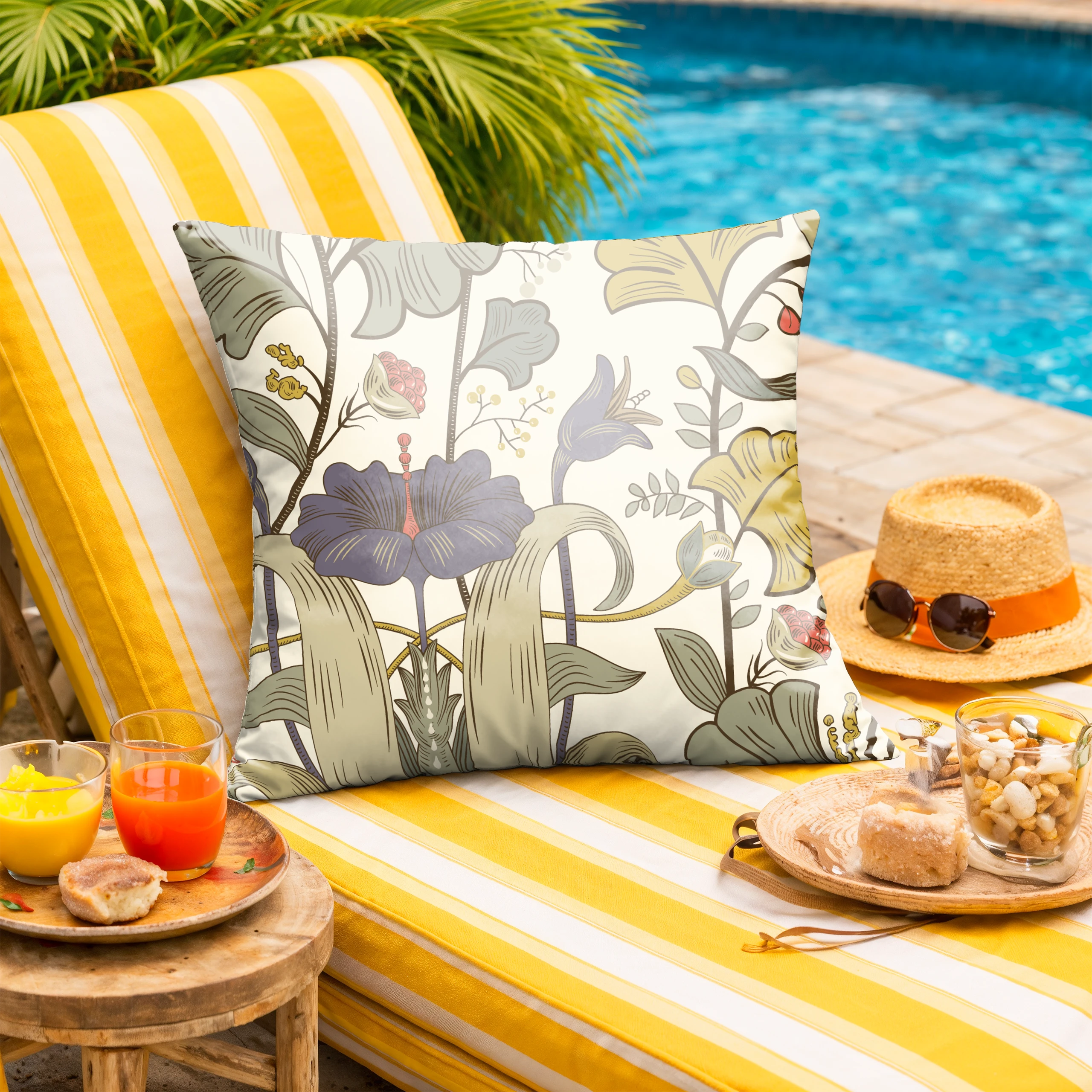 Poszewka na poduszkę 50x50 dekoracyjna jasiek ozdobna wzór poszewki kwiaty – miniatura