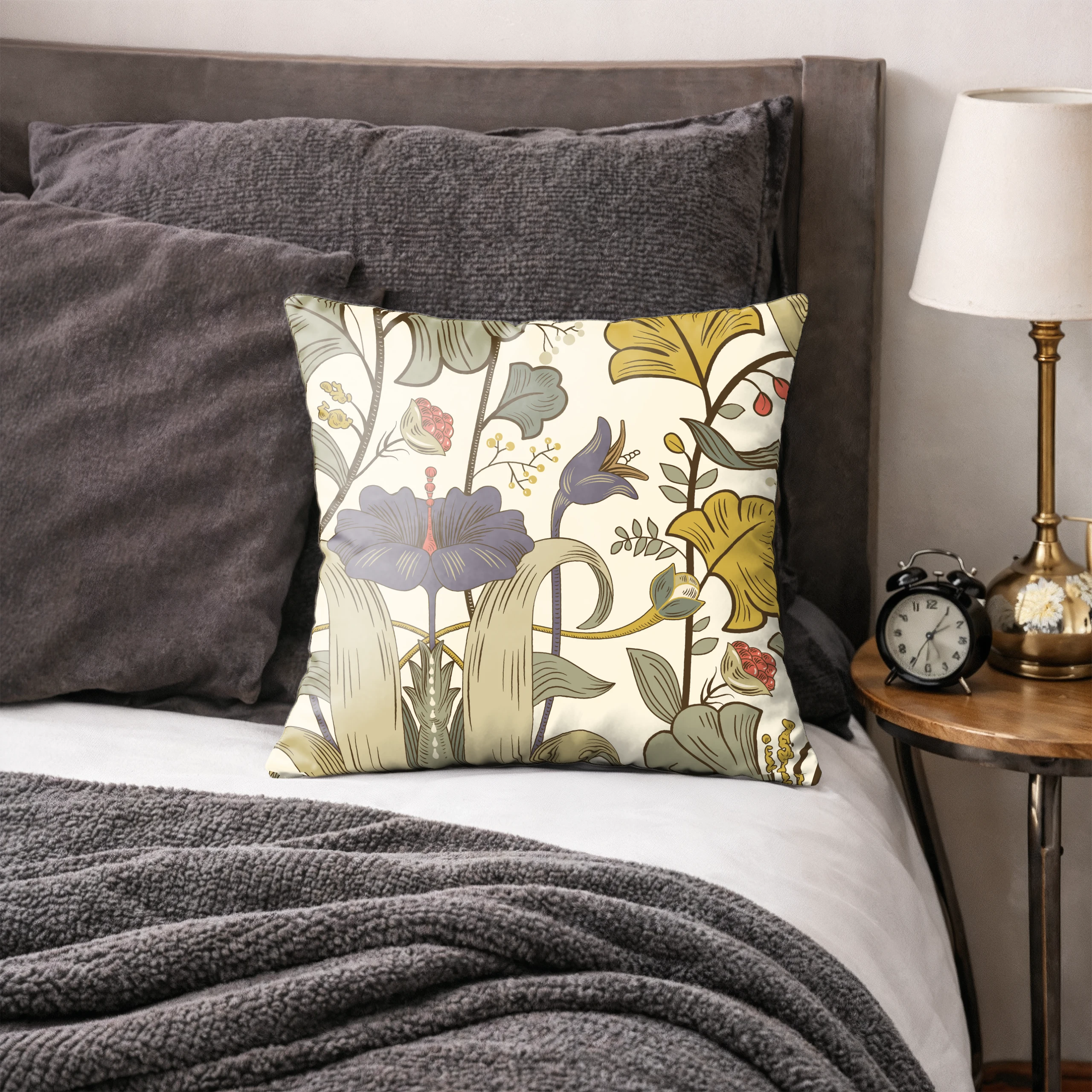 Poszewka na poduszkę 50x50 dekoracyjna jasiek ozdobna wzór poszewki kwiaty – miniatura