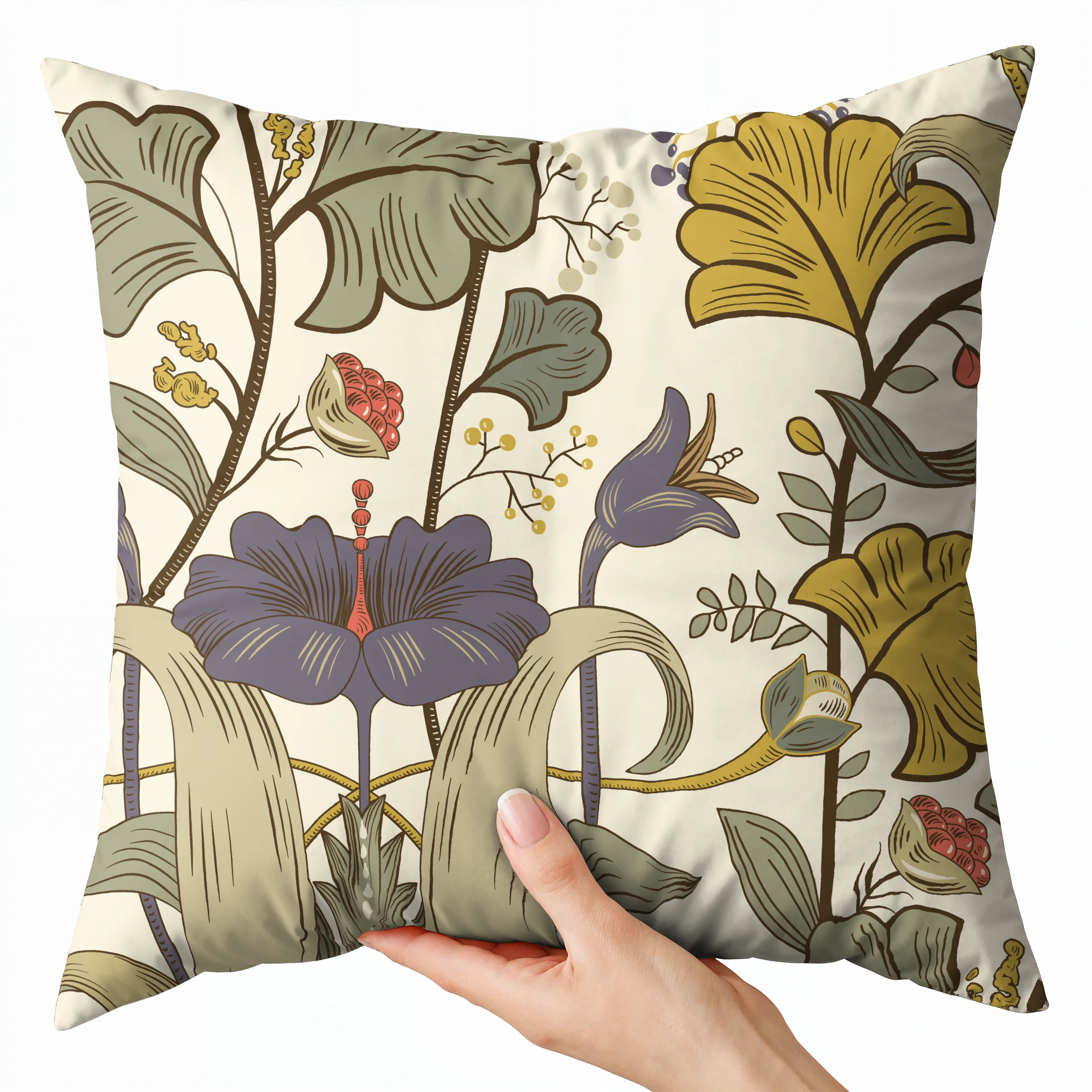 Poszewka na poduszkę 50x50 dekoracyjna jasiek ozdobna wzór poszewki kwiaty – miniatura