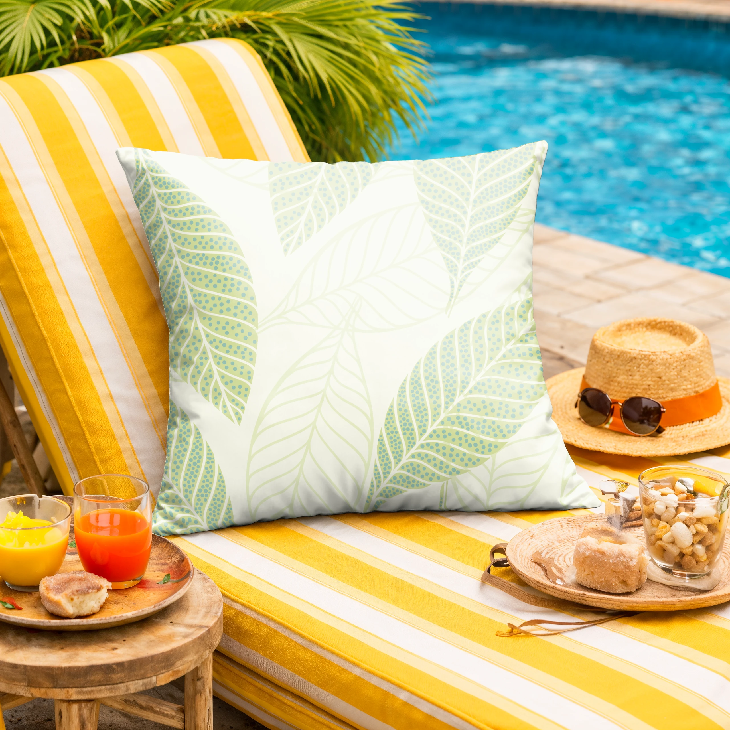 Poszewka na poduszkę 50x50 dekoracyjna jasiek ozdobna wzór poszewki liście – miniatura