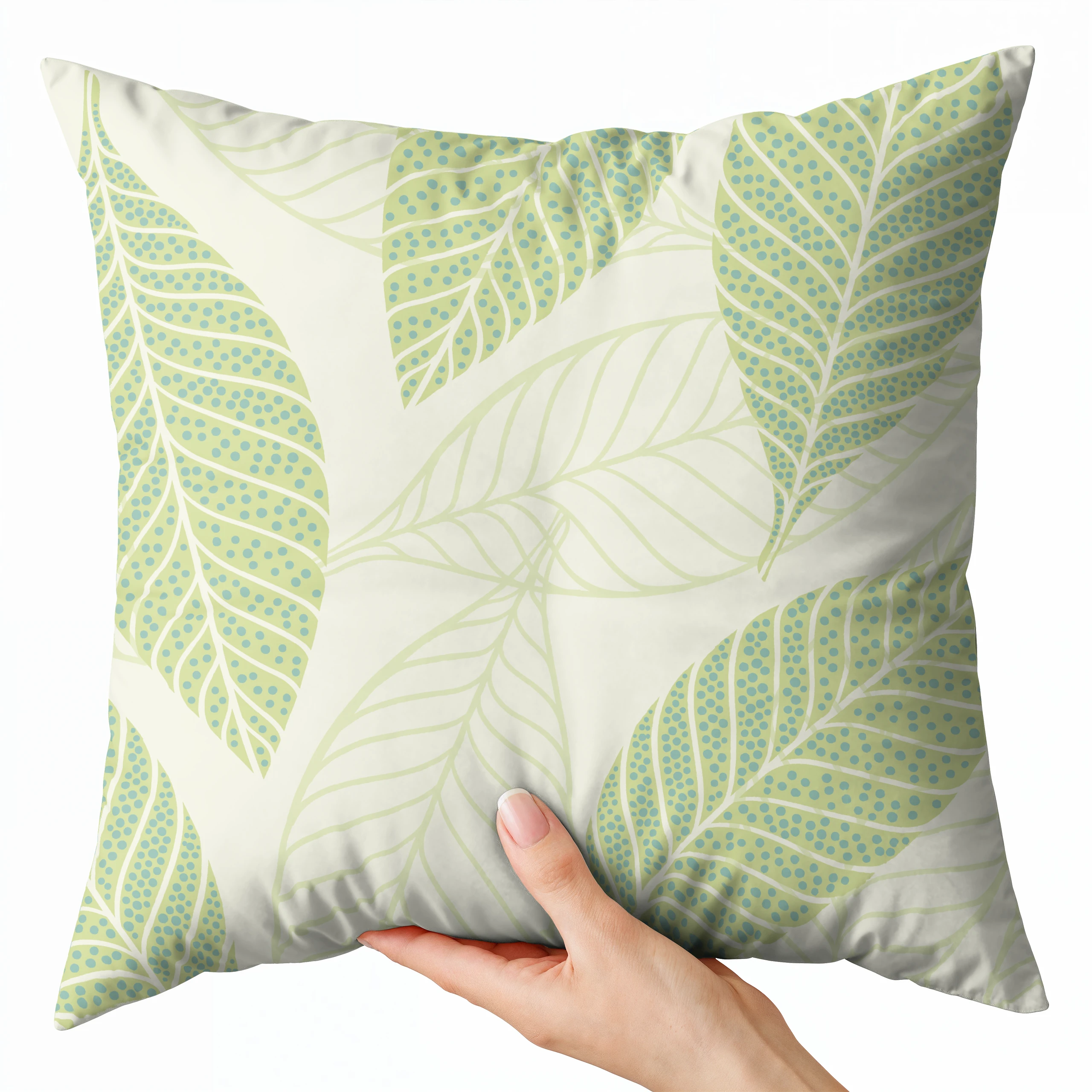 Poszewka na poduszkę 50x50 dekoracyjna jasiek ozdobna wzór poszewki liście – miniatura