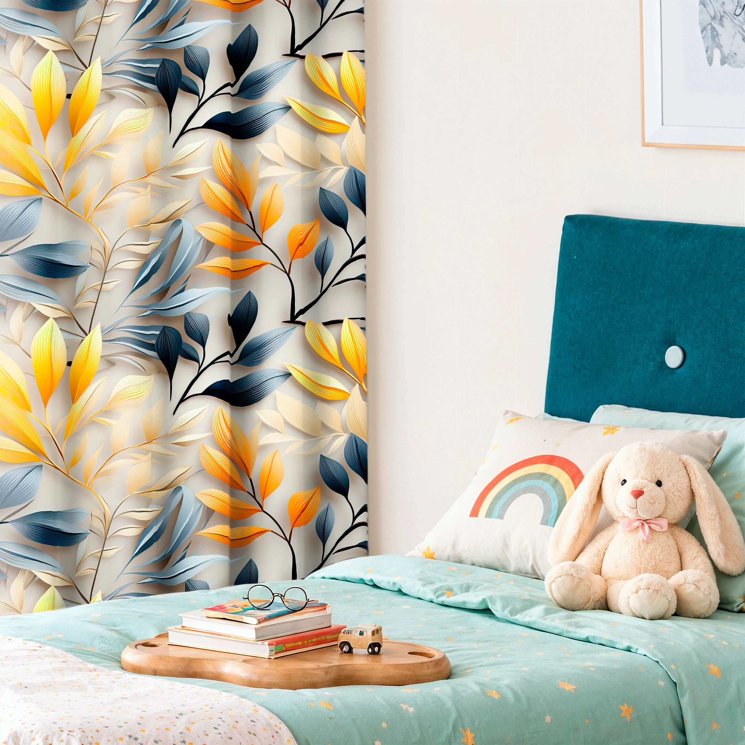 Zasłona do salonu kuchni sypialni żabki taśma 140x270 zasłony gotowe liście – miniatura