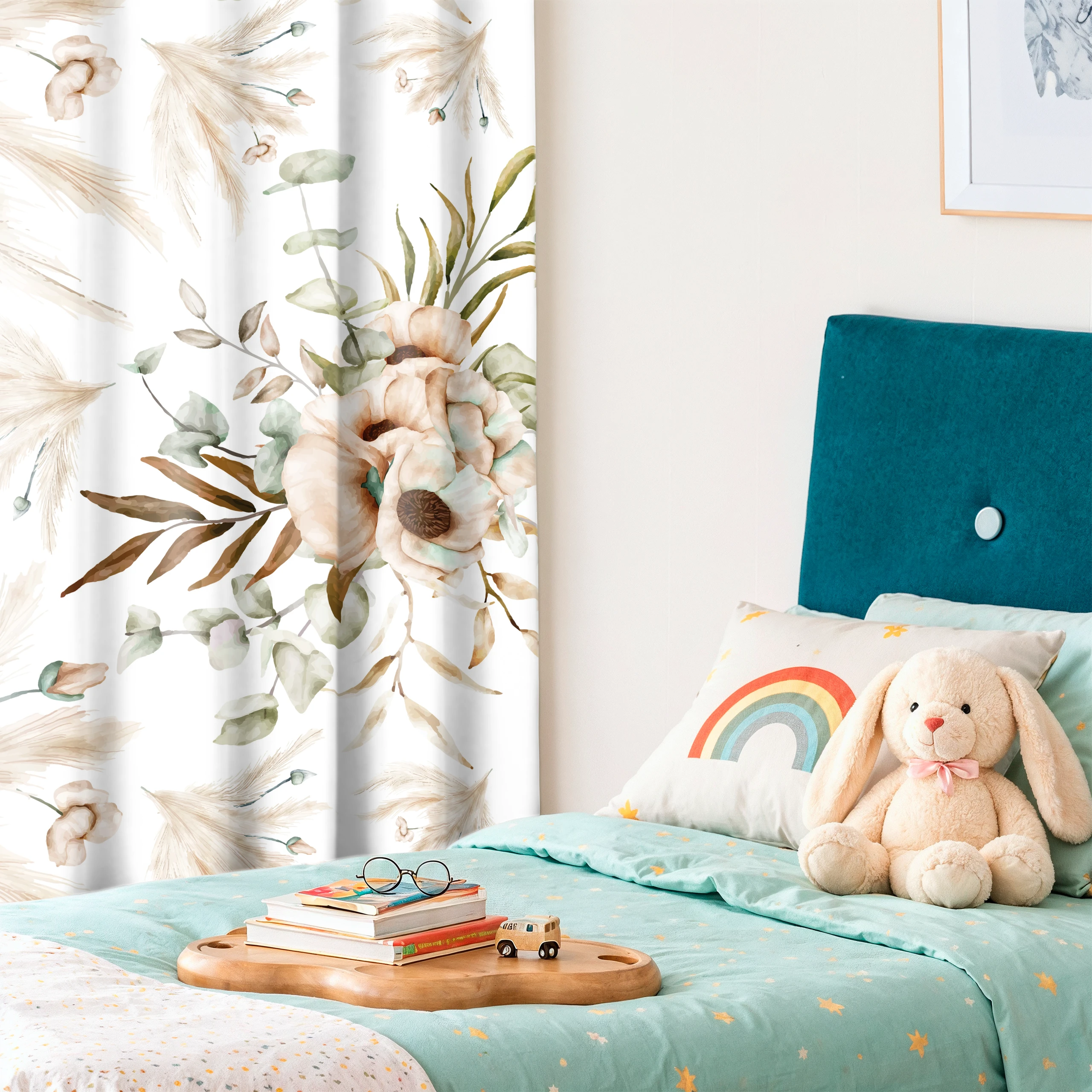 Zasłona do salonu kuchni sypialni żabki taśma 140x270 zasłony gotowe kwiaty – miniatura