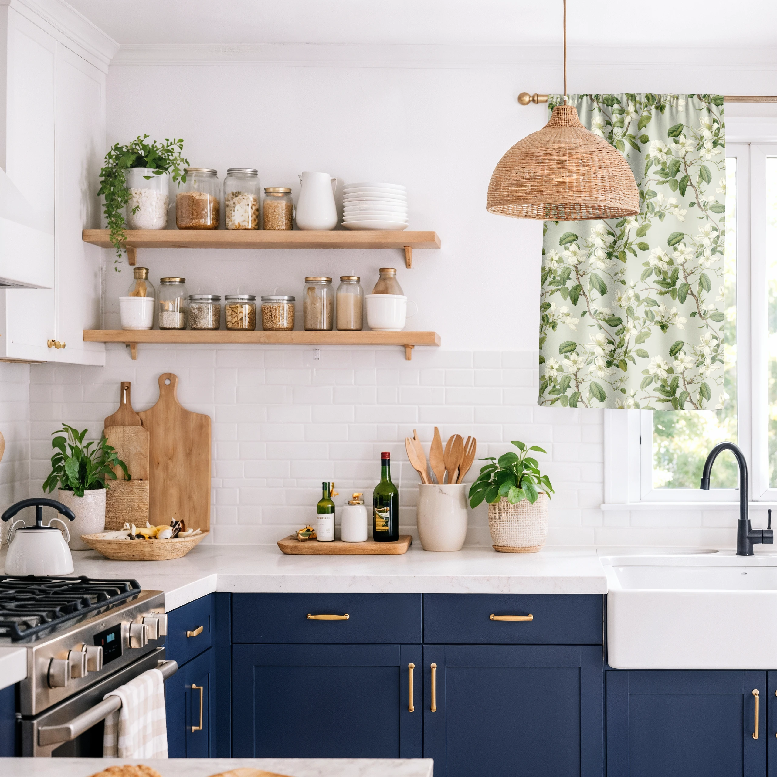 Zasłona do salonu kuchni sypialni żabki taśma 140x270 zasłony gotowe kwiaty – miniatura