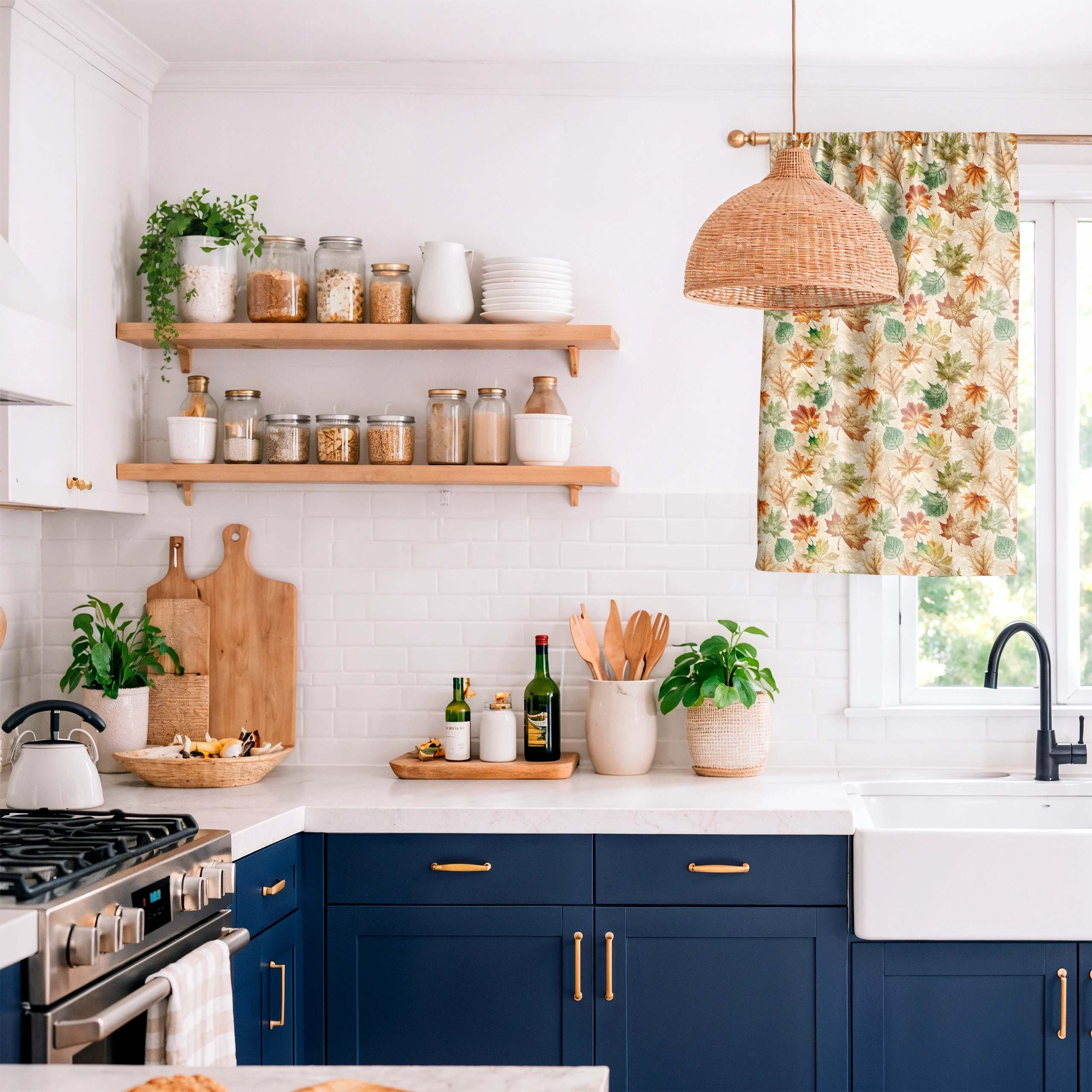 Zasłona do salonu kuchni sypialni żabki taśma 140x270 zasłony gotowe liście – miniatura