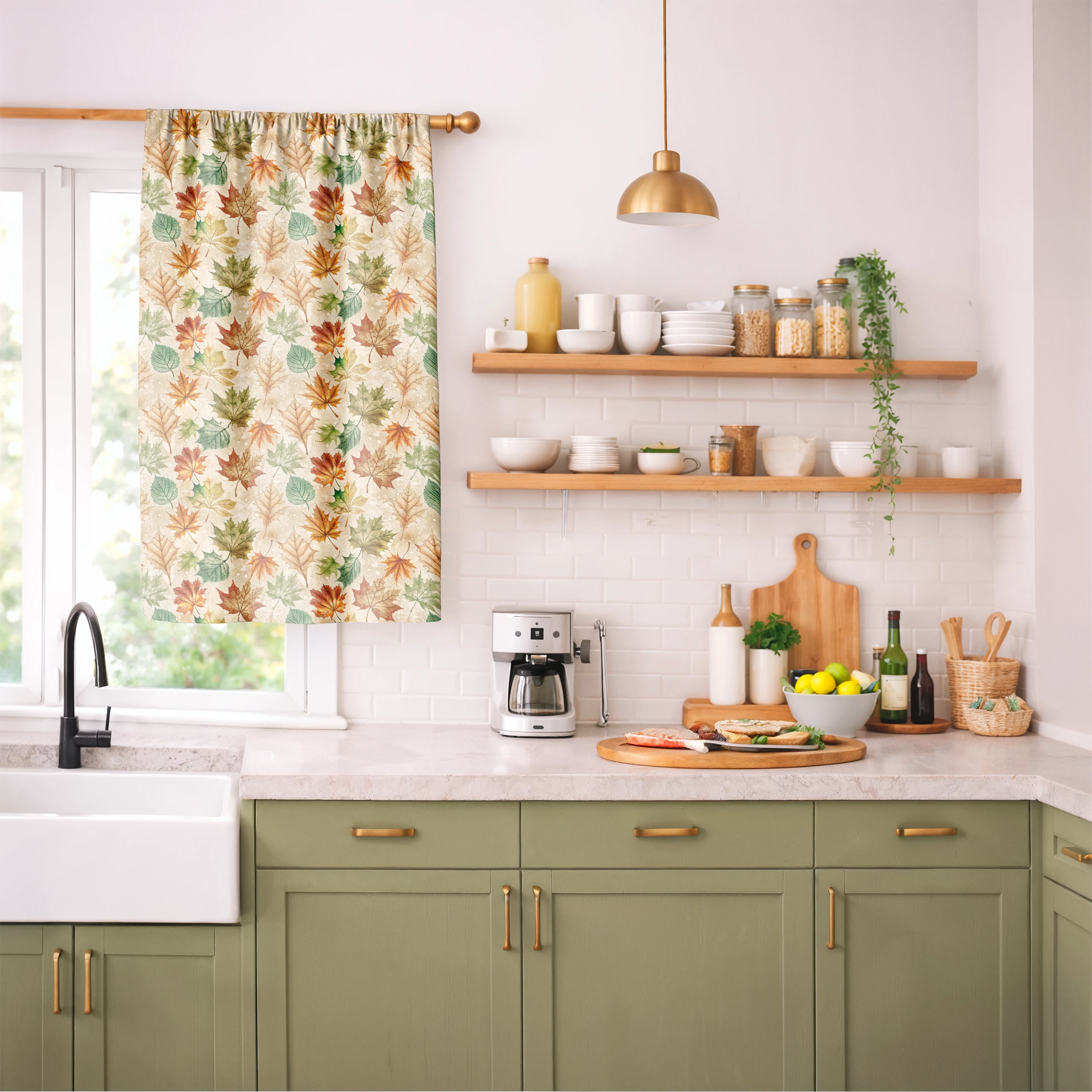 Zasłona do salonu kuchni sypialni żabki taśma 140x270 zasłony gotowe liście – miniatura