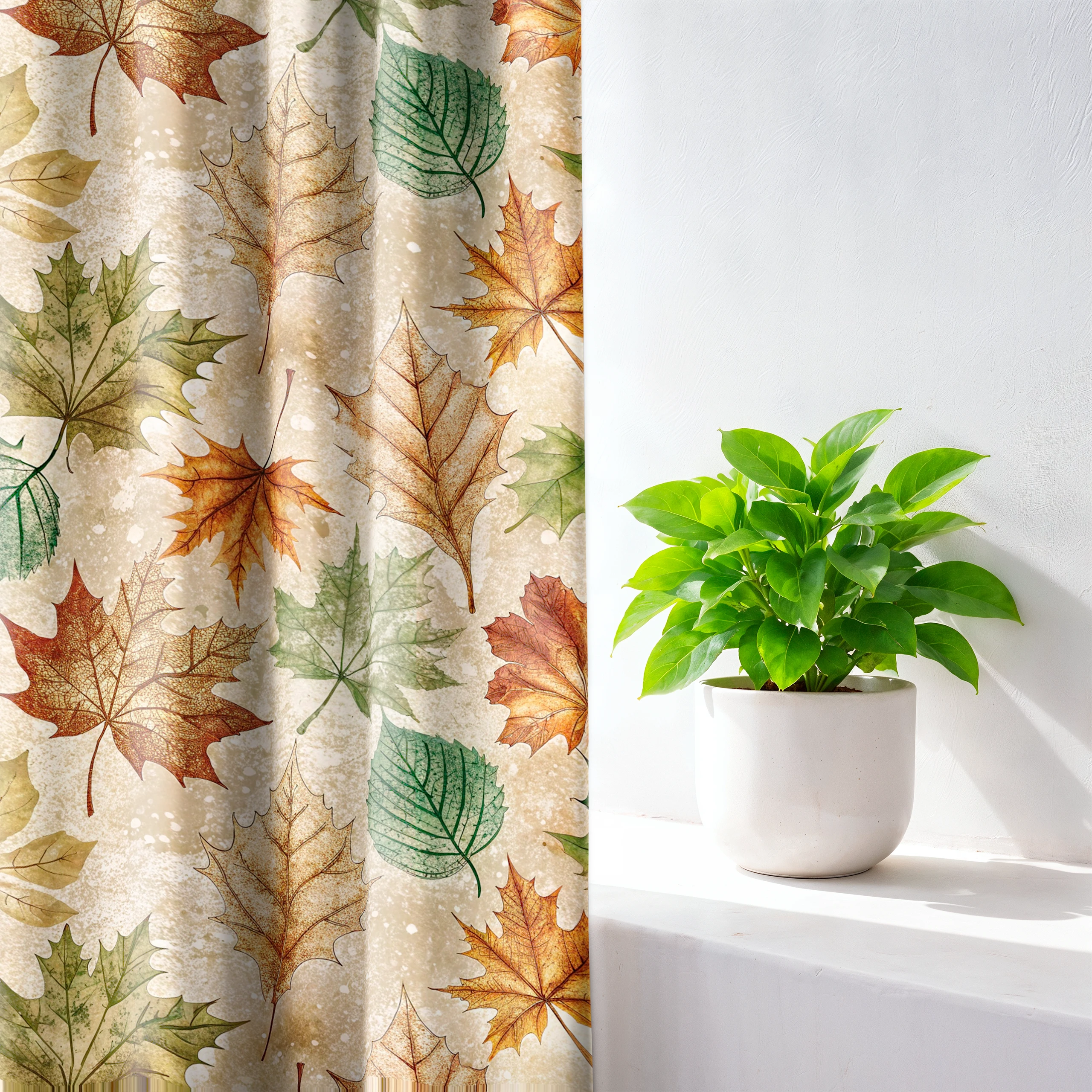 Zasłona do salonu kuchni sypialni żabki taśma 140x270 zasłony gotowe liście – miniatura