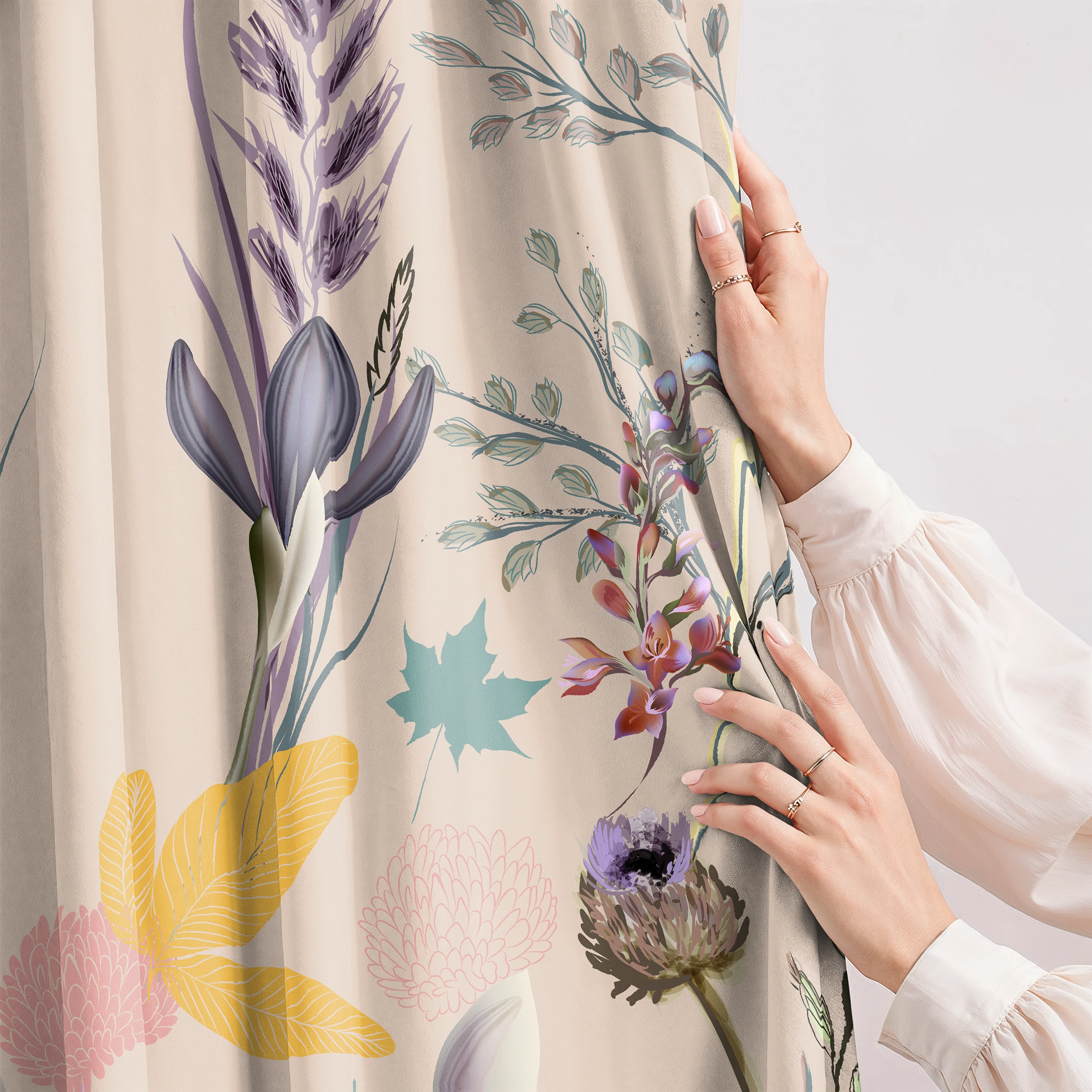 Zasłona do salonu kuchni sypialni żabki taśma 140x270 zasłony gotowe kwiaty