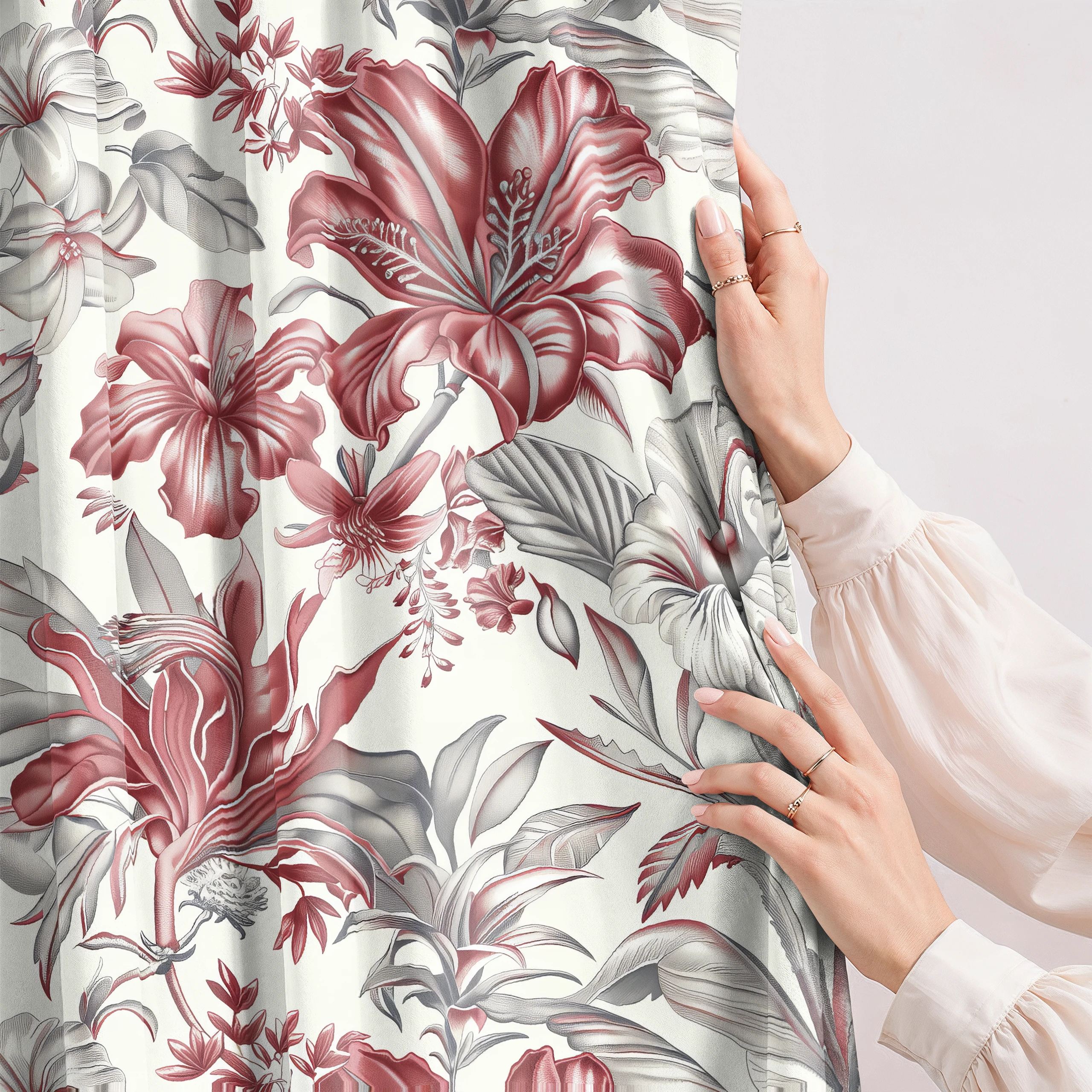 Zasłona do salonu kuchni sypialni żabki taśma 140x270 zasłony gotowe kwiaty