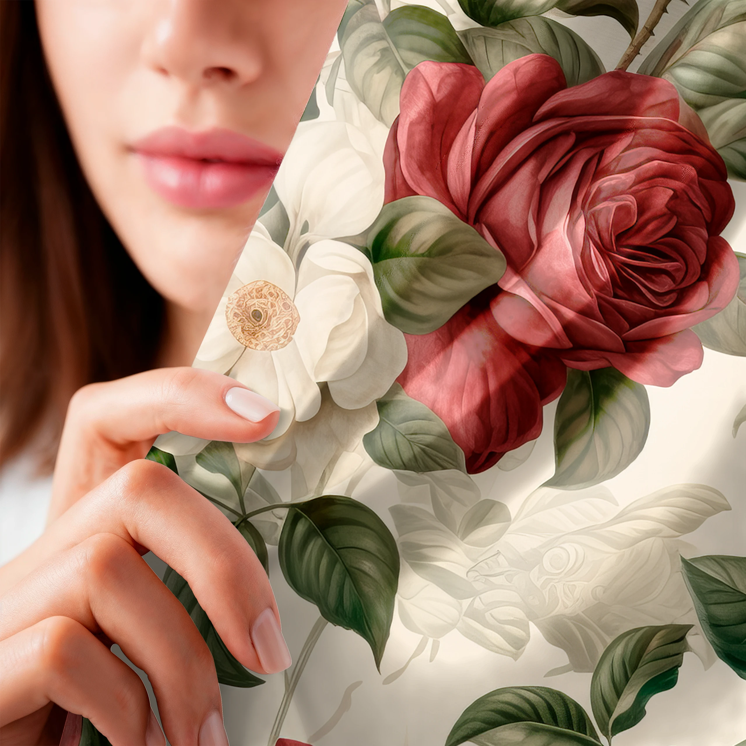 Zasłona do salonu kuchni sypialni żabki taśma 140x270 zasłony gotowe kwiaty – miniatura