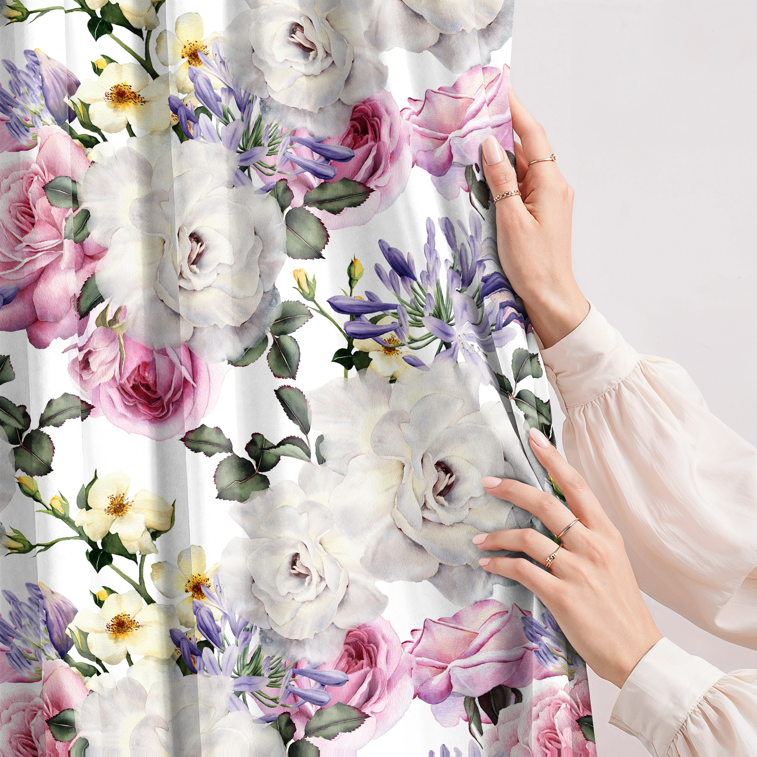 Zasłona do salonu kuchni sypialni żabki taśma 140x270 zasłony gotowe kwiaty