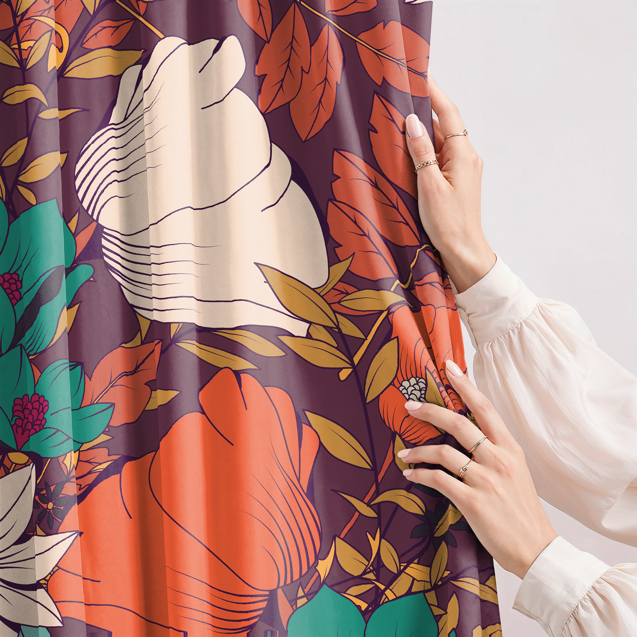 Zasłona do salonu kuchni sypialni żabki taśma 140x270 zasłony gotowe kwiaty