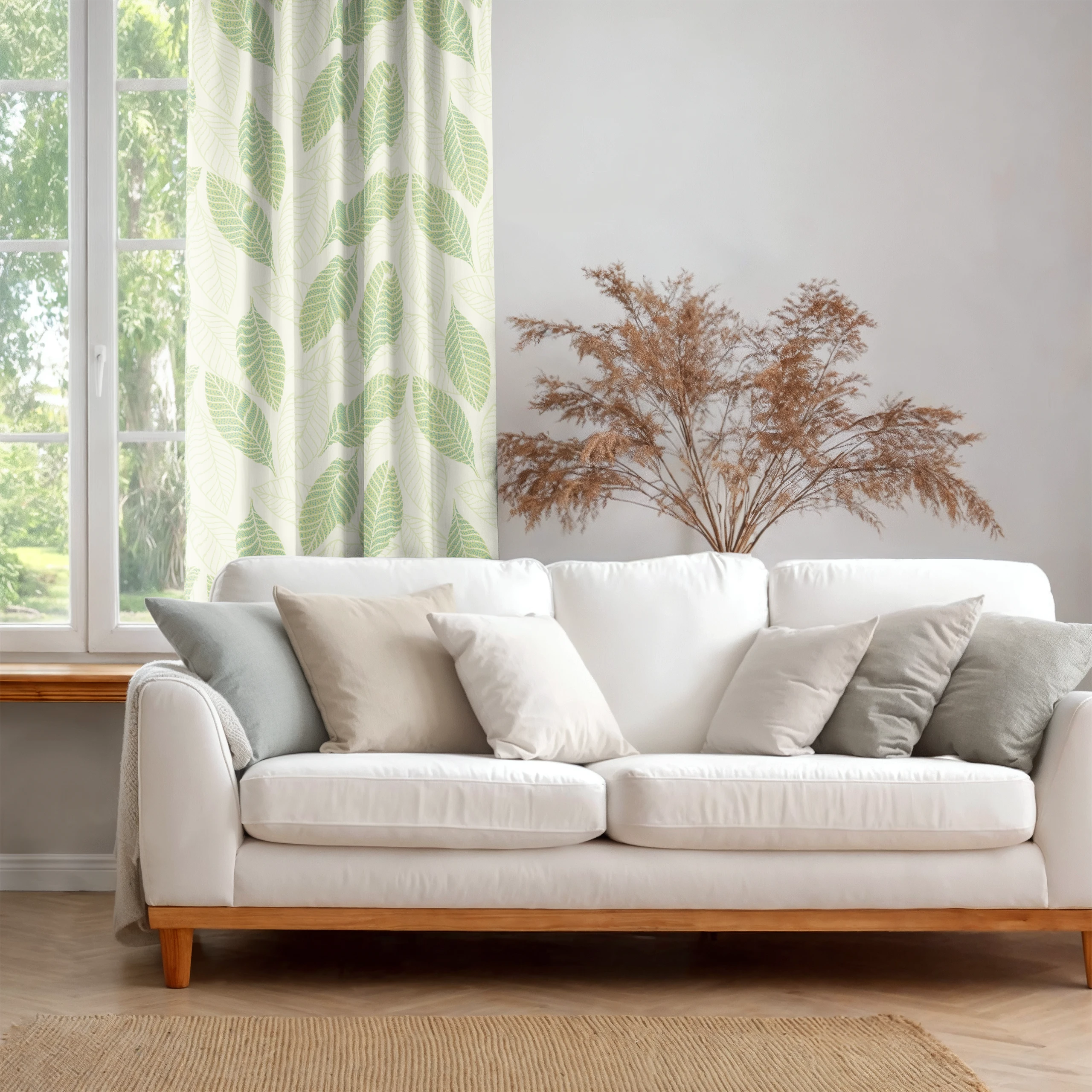 Zasłona do salonu kuchni sypialni żabki taśma 140x270 zasłony gotowe liście – miniatura