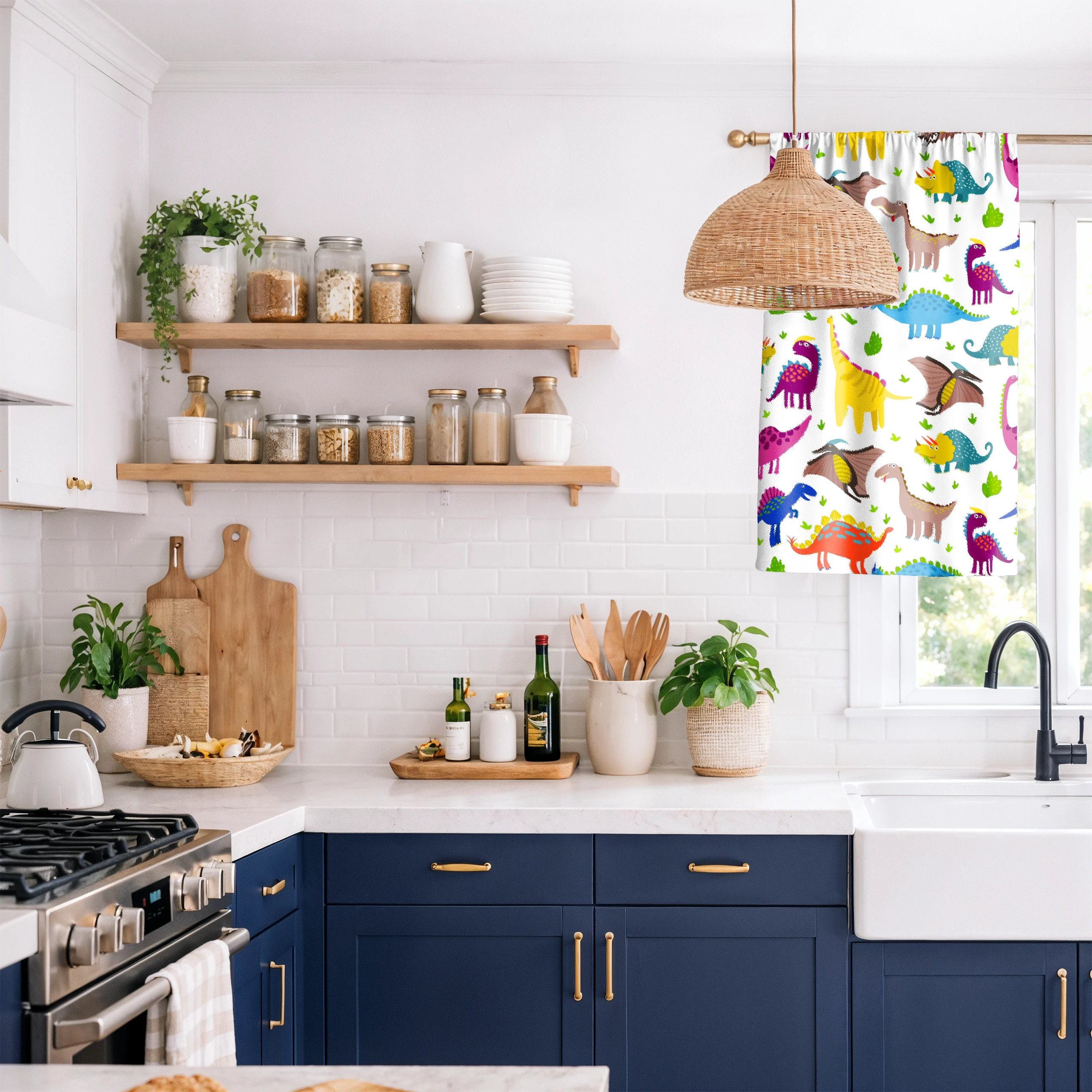 Zasłona do pokoju dziecięcego chłopca dziewczynki taśmą zasłonka dinozaury – miniatura