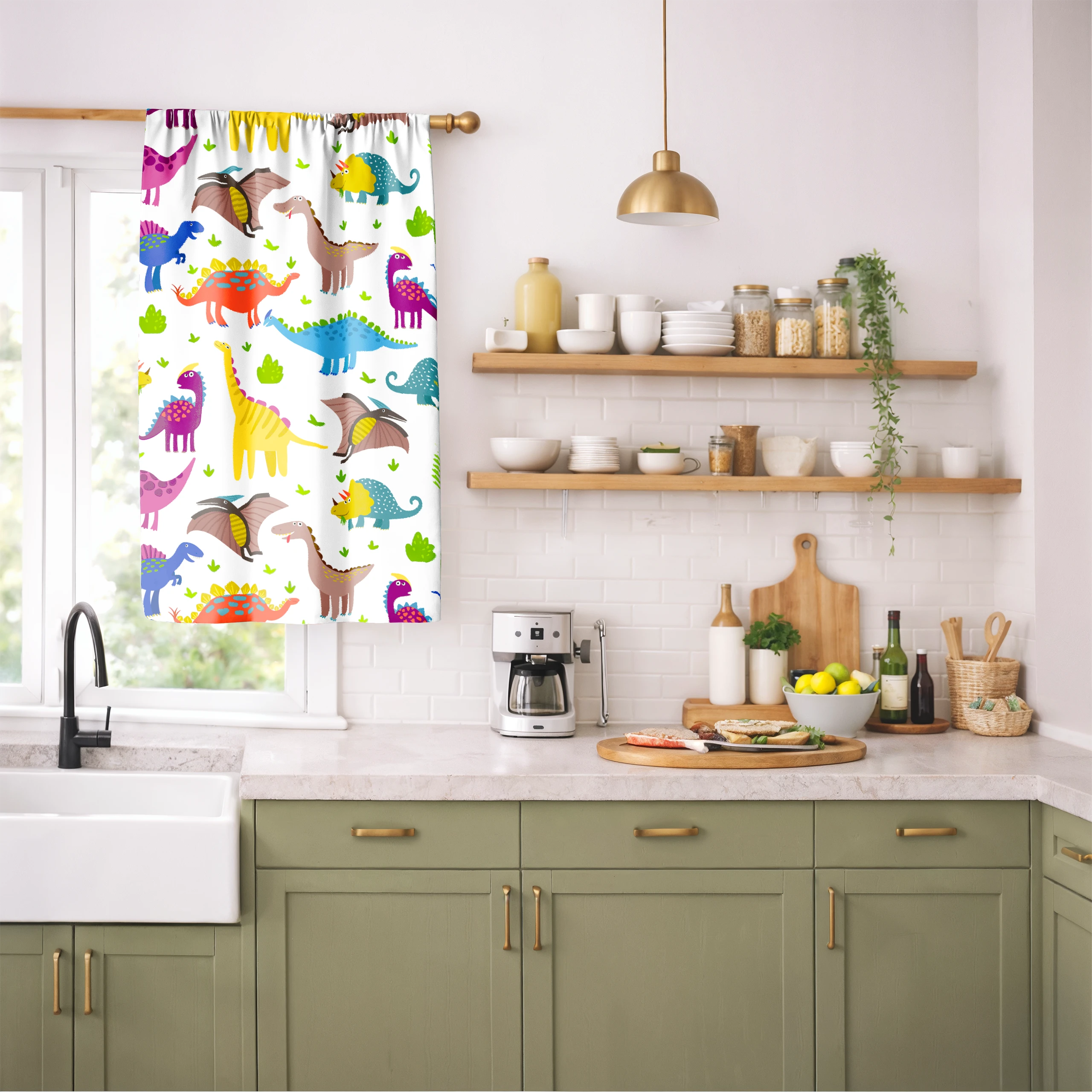 Zasłona do pokoju dziecięcego chłopca dziewczynki taśmą zasłonka dinozaury – miniatura