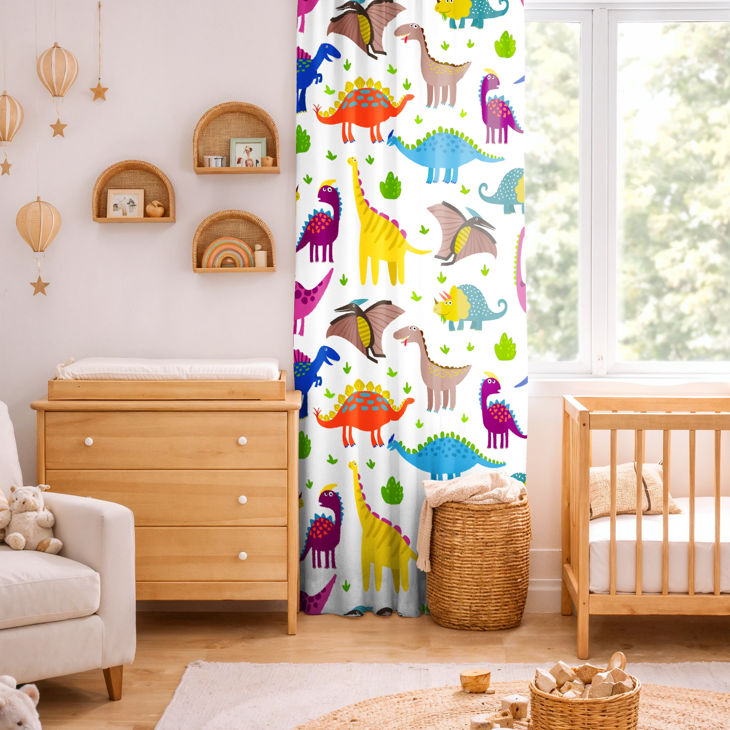 Zasłona do pokoju dziecięcego chłopca dziewczynki taśmą zasłonka dinozaury – miniatura